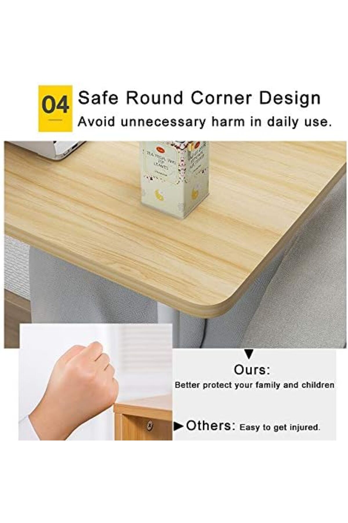 Türkiye-Mobile Bedside Computer Table, Adjustable Height Study Desk Laptop Desk, Side Table with 4 Wheels, f 5