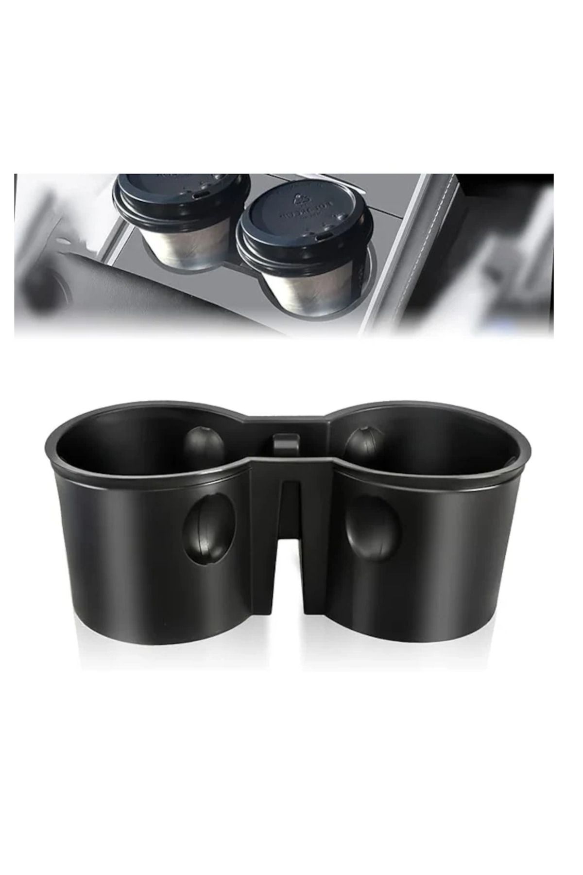 OEM-Drink holder for center console compatible with Model 3, 18.5 x 6.5 x 8.3 cm, silicone, black 2
