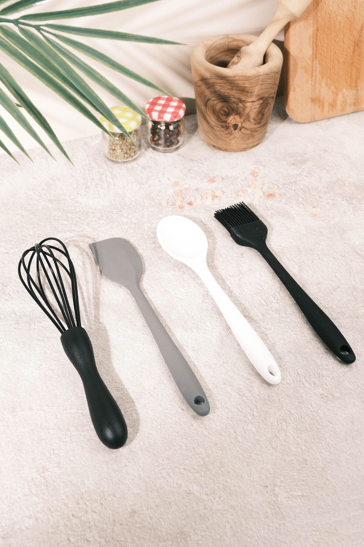 AYEM HOME-Mini Silicone Brush, Spoon, Spatula and Whisk Set |   Set of 4, Non-Stick and Durable 4