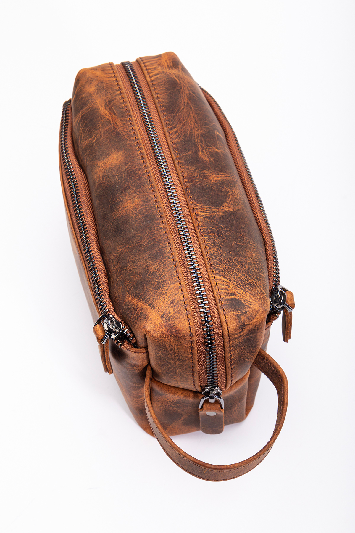 Niki Leather David Crazy Taba Hakiki Deri Fermuarlı Portföy El Çantası görsel 3