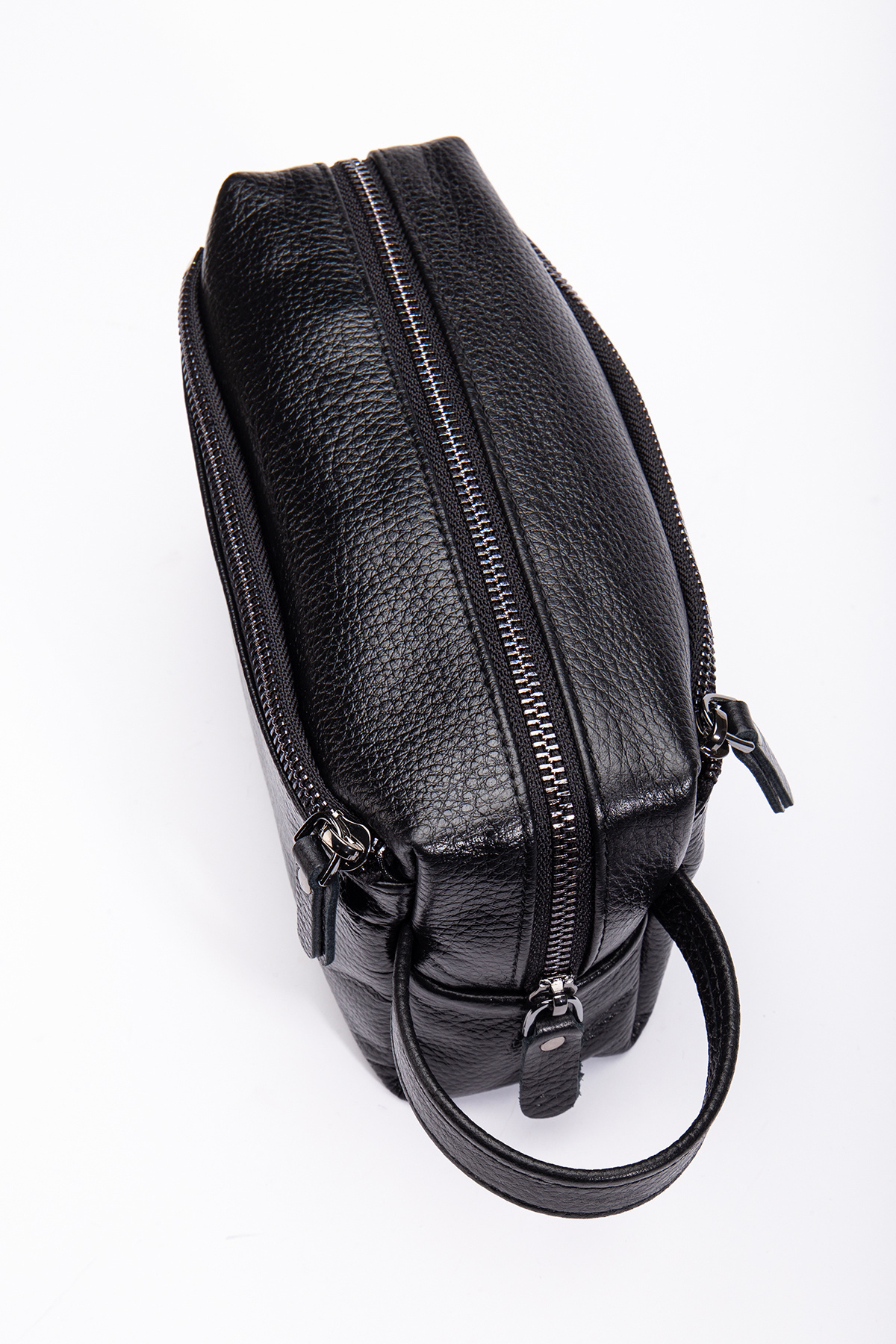 Niki Leather David Siyah Hakiki Deri Fermuarlı Portföy El Çantası görsel 3