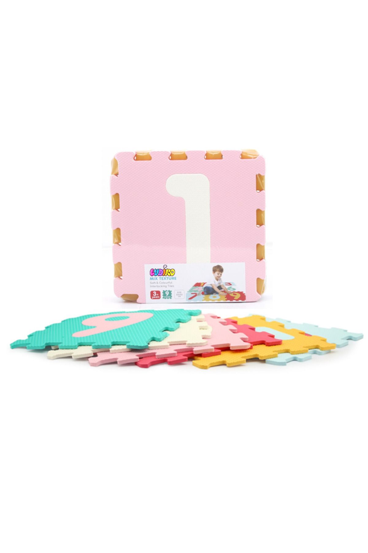 LUDIRO-Children's Puzzle Carpet with Numbers Mix 9 Pieces, EVA Foam Play Mat, Non-Slip 8