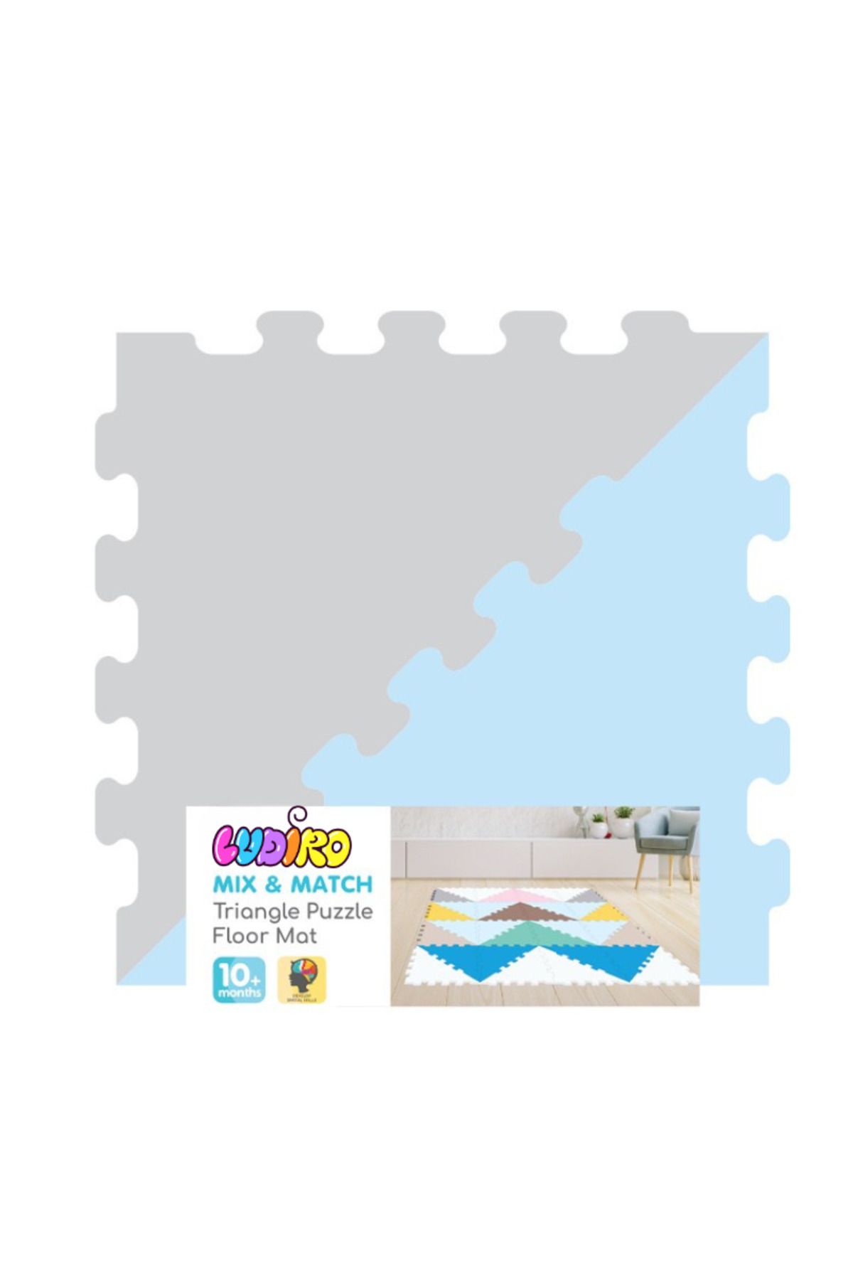 LUDIRO-Puzzle Carpet, Mix & Match Triangles, 16 Pieces 32x32 Cm, Non-Slip, 4 Colors 2