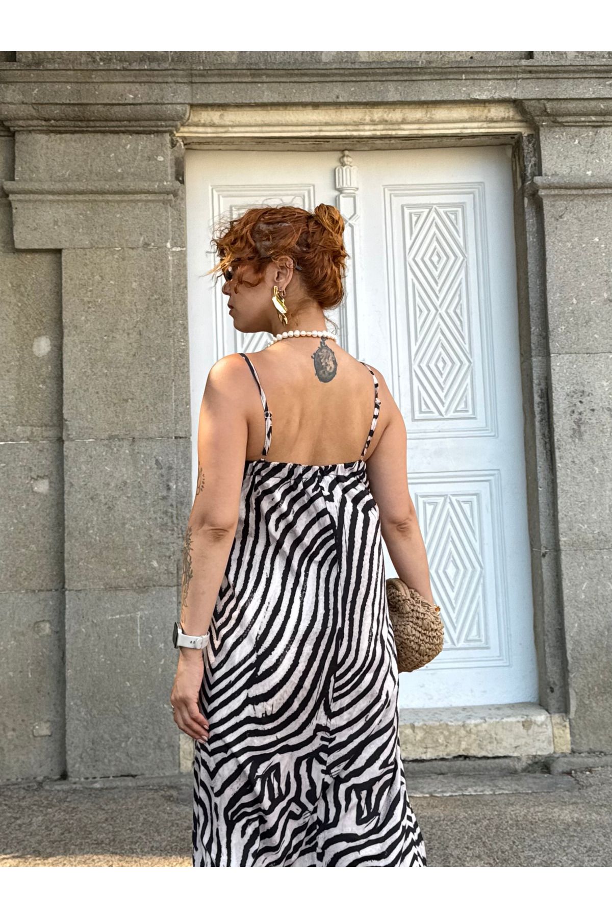 Bak'ap-Premium Leopard Print Satin Long Dress with String Straps and Pockets 2