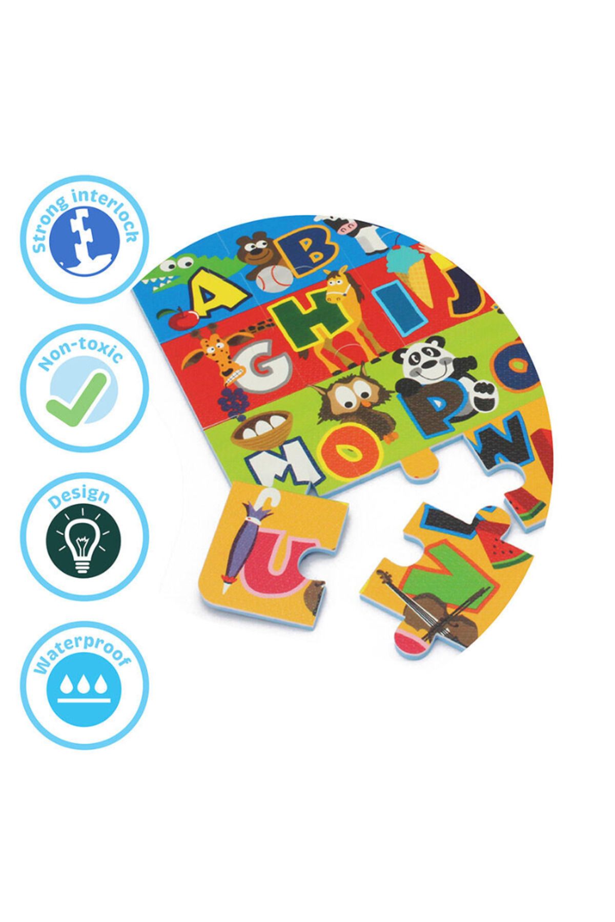 LUDIRO-Puzzle Mat, EVA Foam, Colorful Alphabet A-Z with 24 Large Pieces, Safe Learning Game, Non-toxic 4