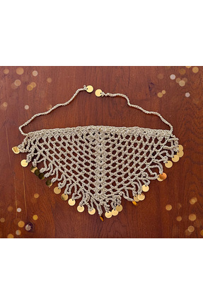 yucin El Yapımı Makrome Bohem Bandana – Pullu Detaylı gold