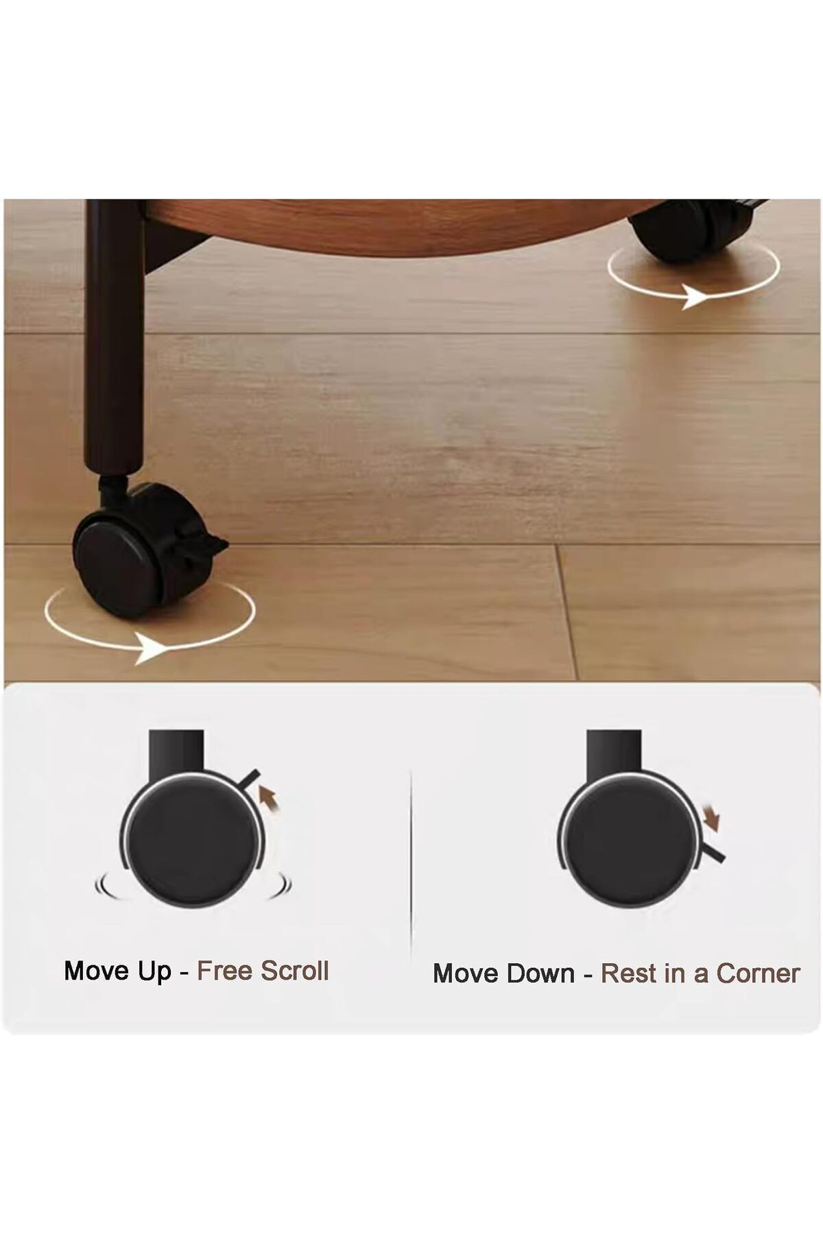 Türkiye-Table with Rolling Wheels,Coffee Table,Movable Small Coffee Table 2 Layers Small Trolley,Nordic Styl 6