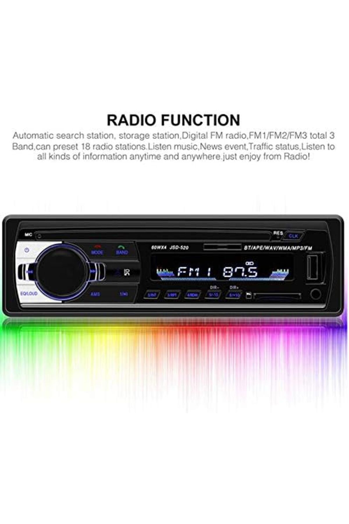 Generic-N/B Car Radio audio USB/SD/MP3 Player Receiver, Bluetooth Hands-Free with Remote Control Black 1 Din 6