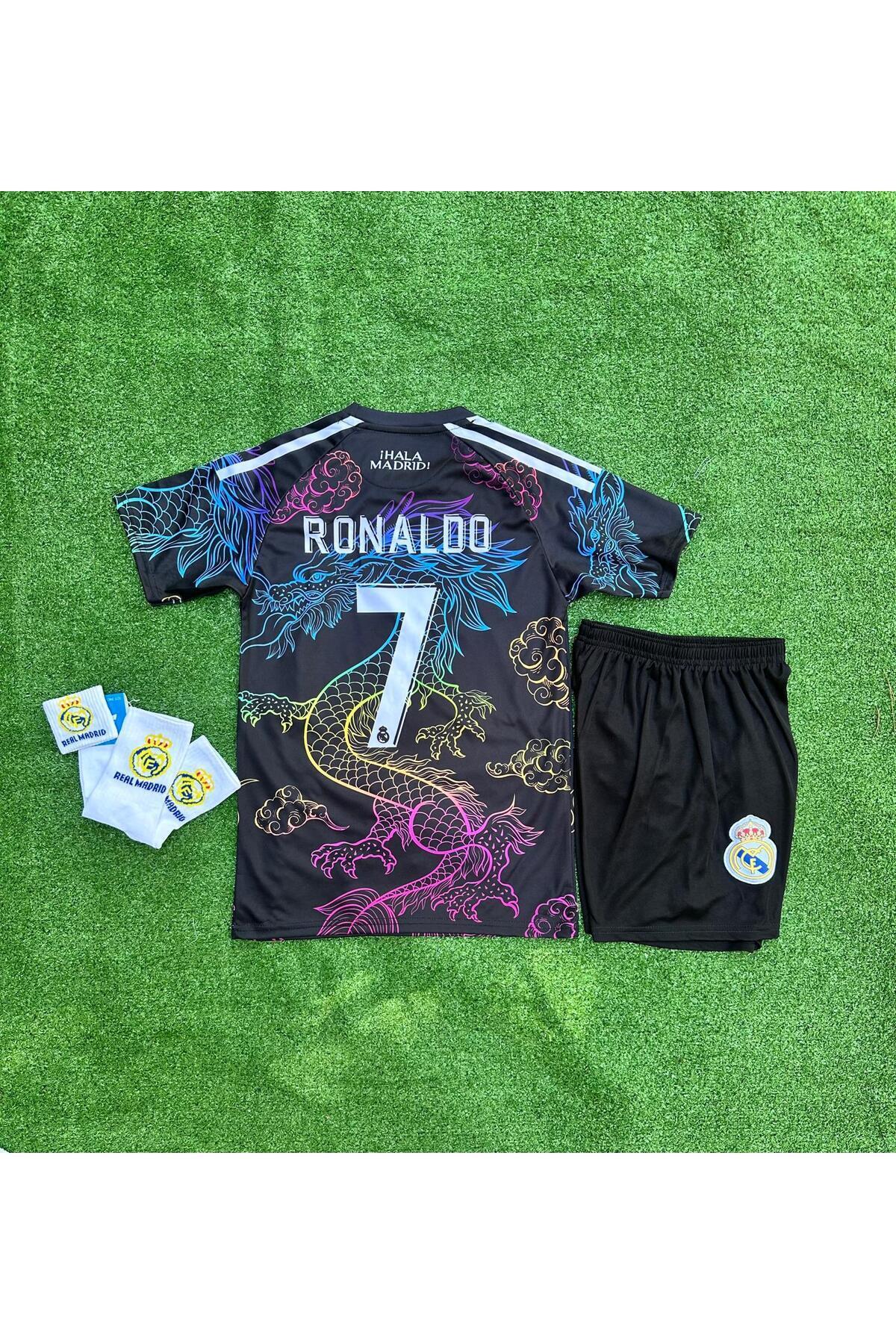 feriköy Real Madridd Ejderha Desenli Cristiano Ronaldo Çocuk Forması 4'lü Set (Armalı New)