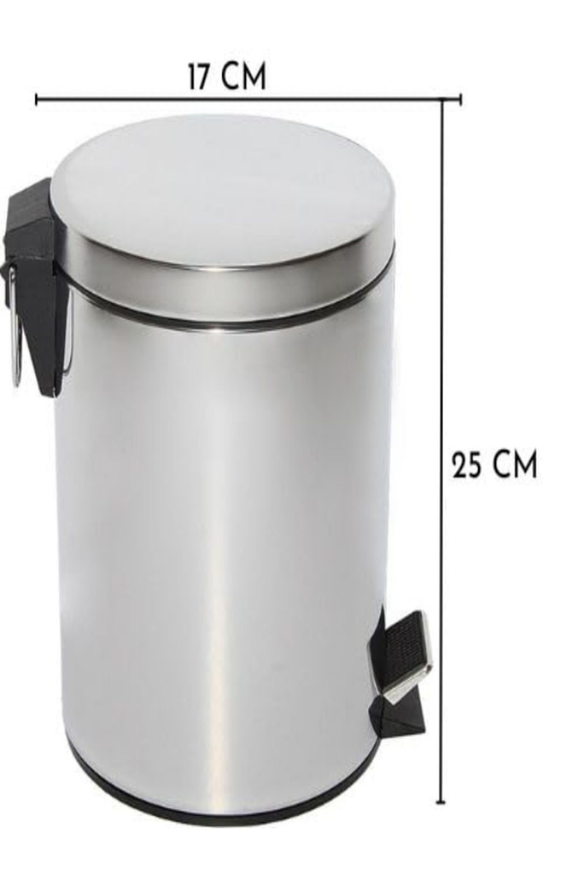 MOONLİGHT-Stainless Steel Dustbin, Pedal Bin, Garbage Bin with Removable Bucket Round Shape, Use for 1