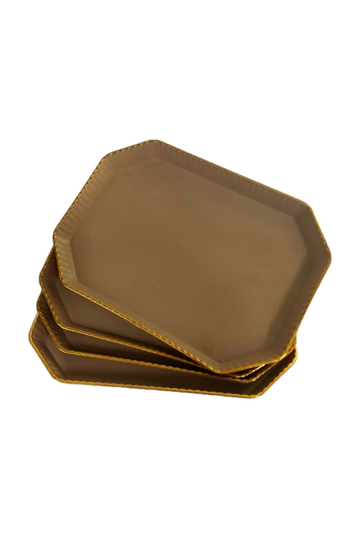 PUFO-Set of 4 rectangular trays Gentle for serving appetizers, sweets, candies, 20 x 15 cm, brown 1