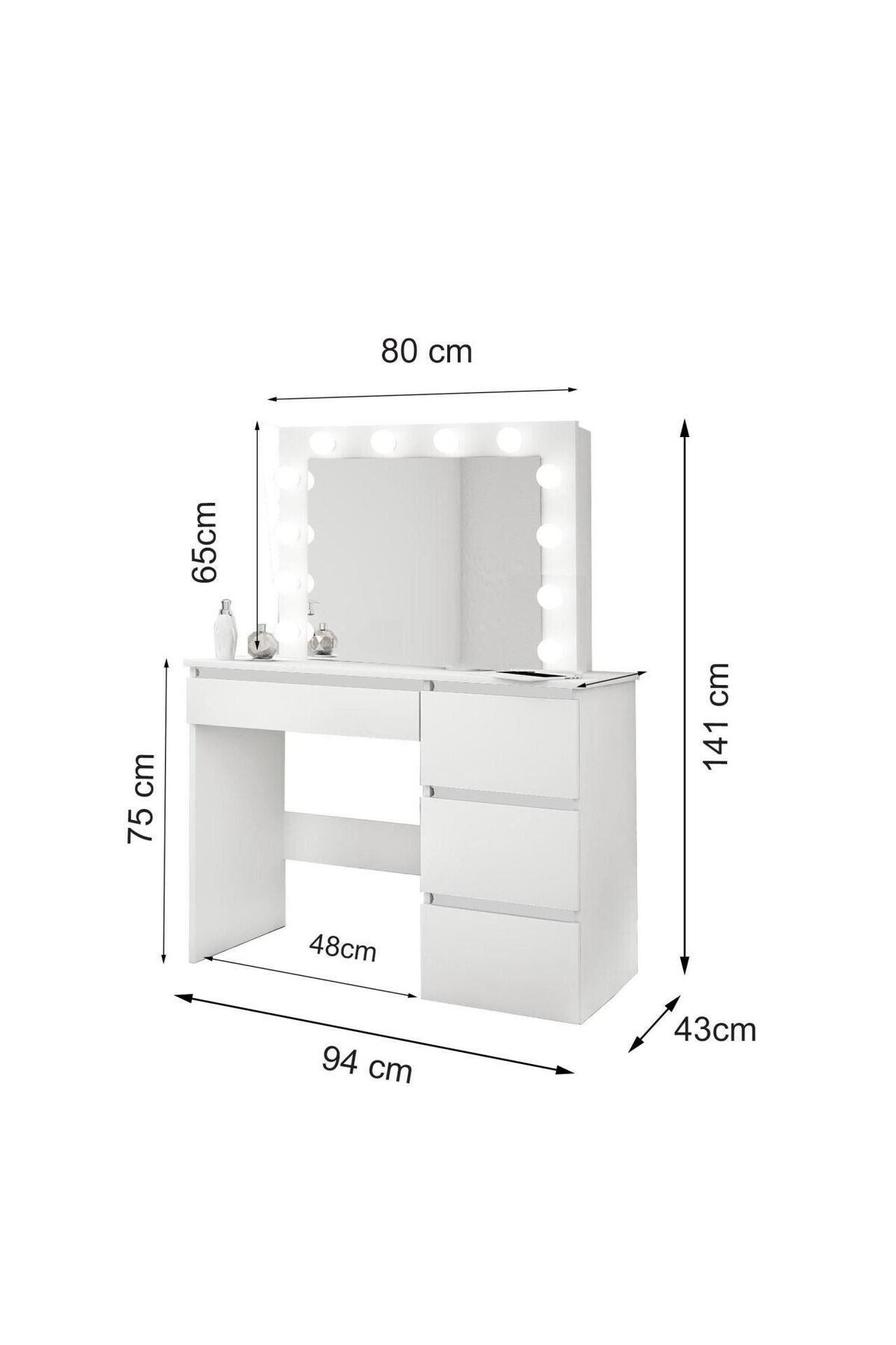 JollyMag-Dressing table/makeup table + Scandinavian style chair, Artool, wotan oak, with mirror and LEDs 2