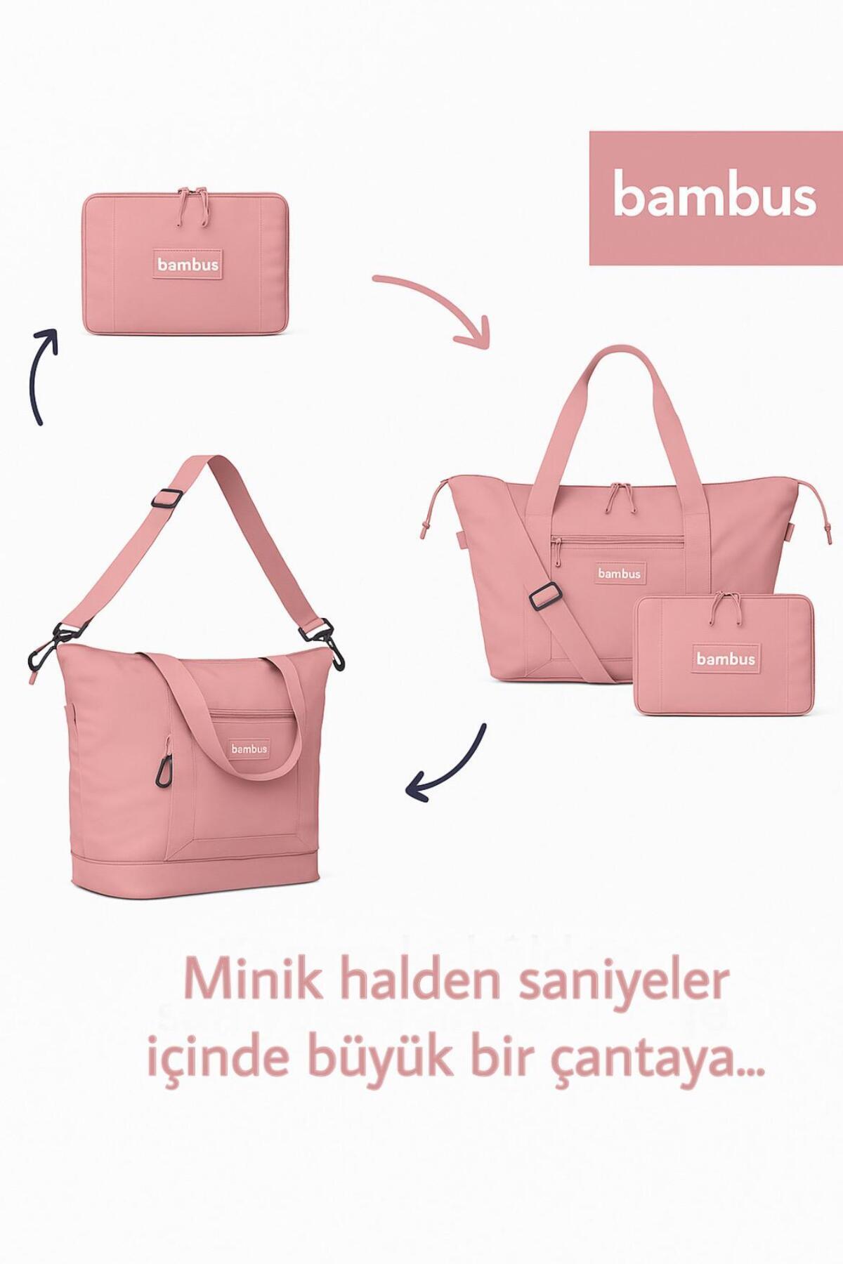Bambus Cüzdan Küçülebilen/Büyüyebilen Çok Amaçlı Körüklü Su Geçirmez El Seyahat Valizi Bavulu görsel 2