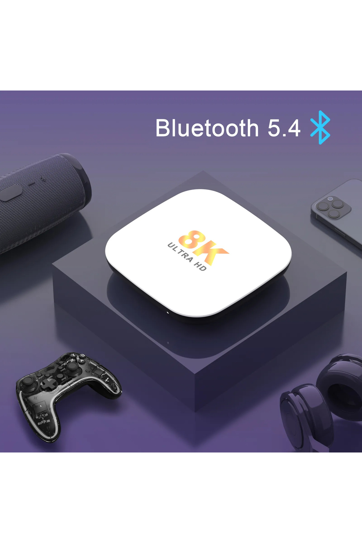 h96max-M2Plus 8K Android 14.0 Tv Box 4Gb+32Gb Media Player Air Mouse Wifi6 Bt 5.4 Ethernet Voice Command 8