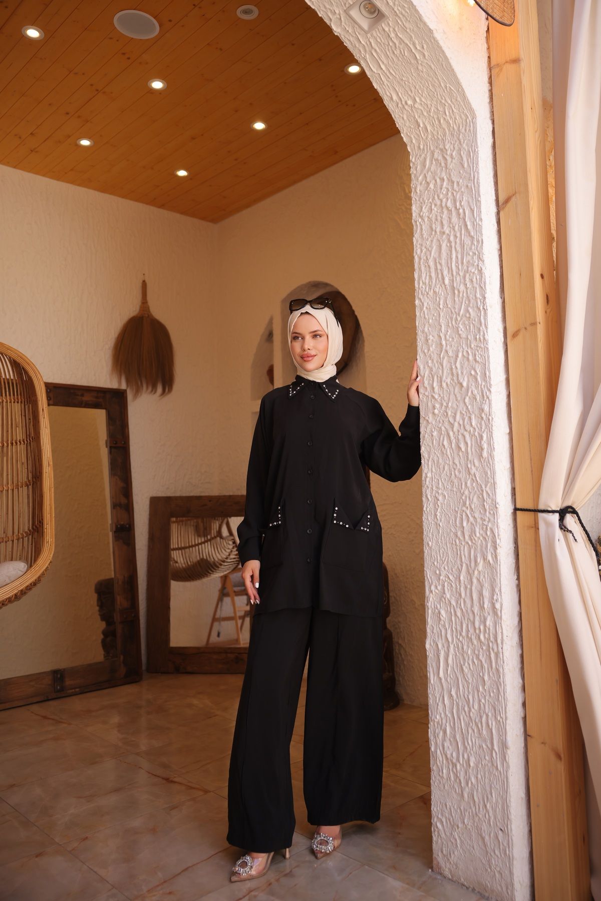 Ryzi Moda-Women's Hijab Set - Buttoned Shirt and Pants Set |   Stylish and Comfortable Bottom Top Combination 6