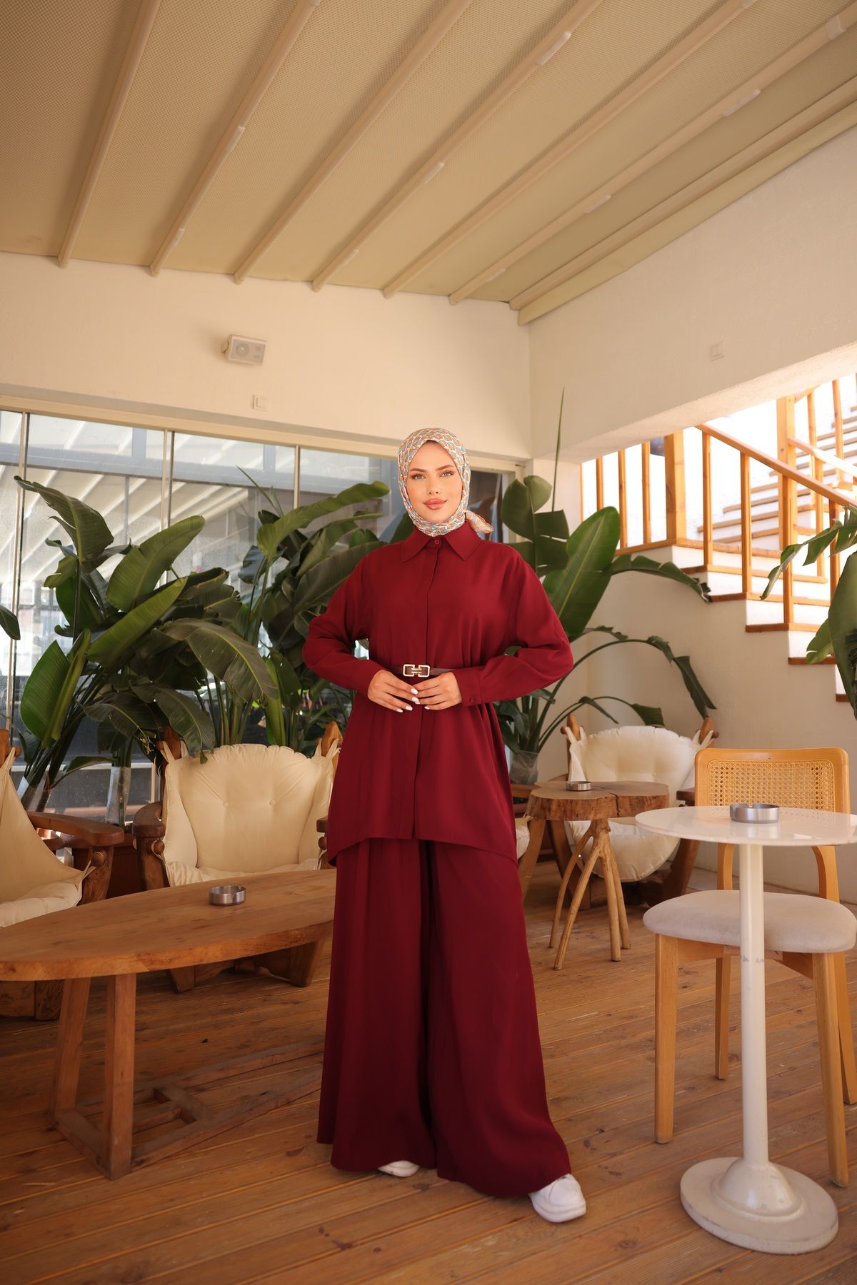 Ryzi Moda-Women's Hijab Tracksuit Set Stylish Button up Shirt and Pants Set |   Comfortable and Modern Bottom Top Combination 4