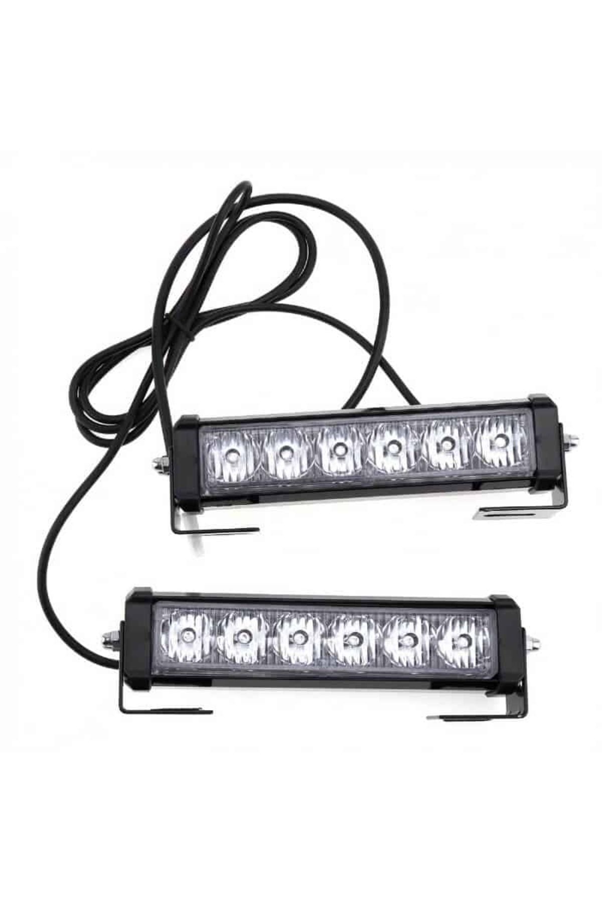 BGRJ Automotive-Yellow LED warning lights, 12-24V, 9-function strobes, grille or ceiling, with button 7