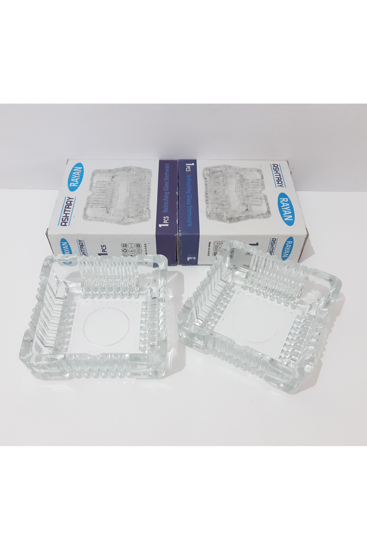 renkli çiçekler 2 Adet Cam Küllük 10x10x3.5 Cm Kare Cam Küllük Kül Tablası