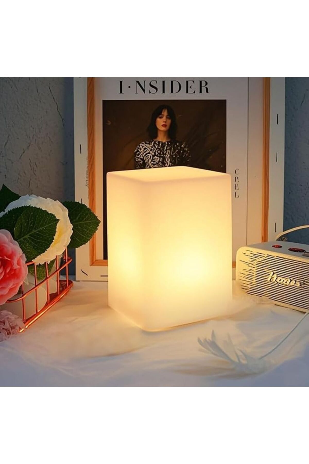 ETRONIK-6-Inch Rechargeable LED Mood Light Cube 16 RGB Colors 5 Brightness Levels 4 Modes Remote Controlled 2