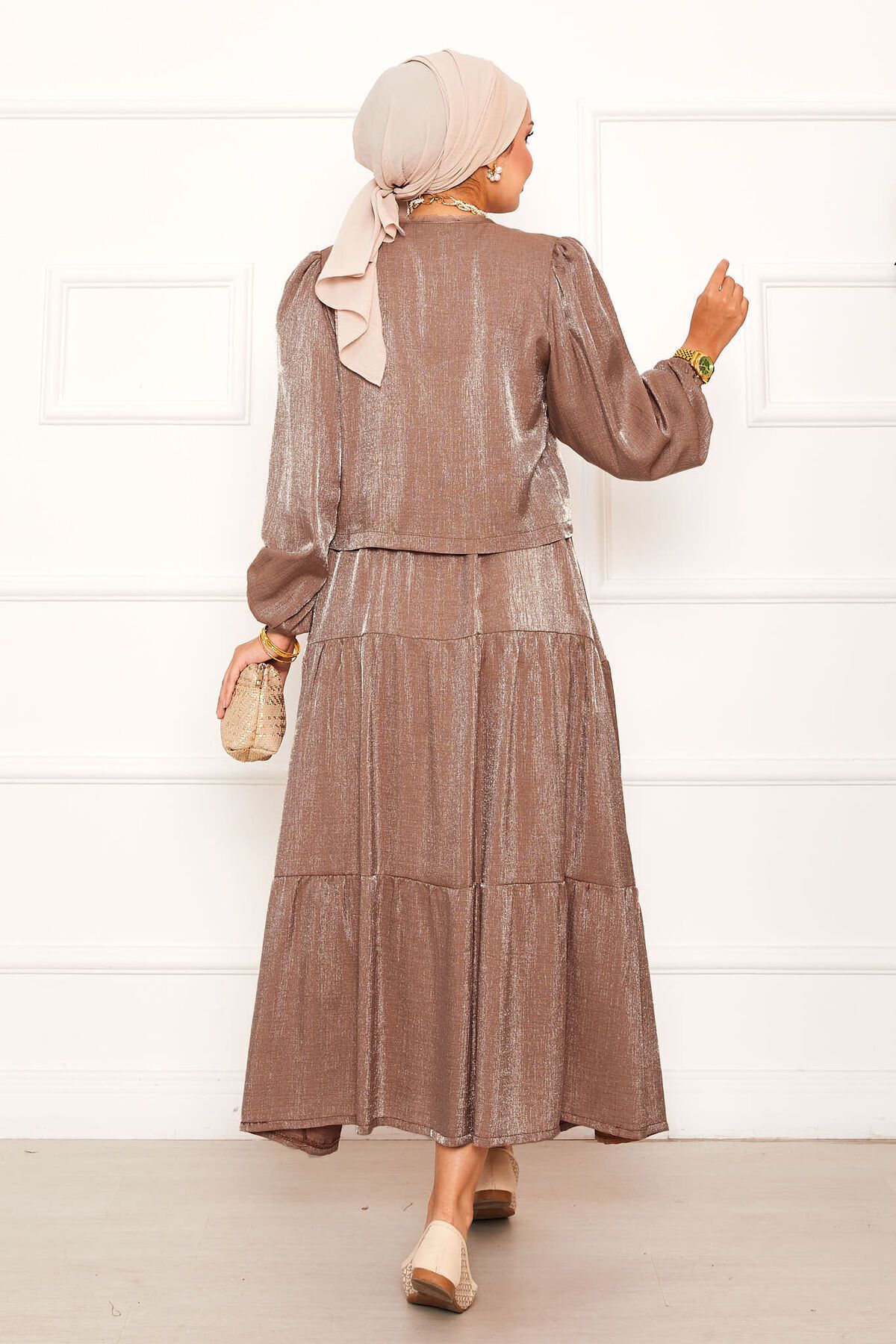 EBRUTESETTÜR-Guipure Detailed Skirted Kimono Suit 4