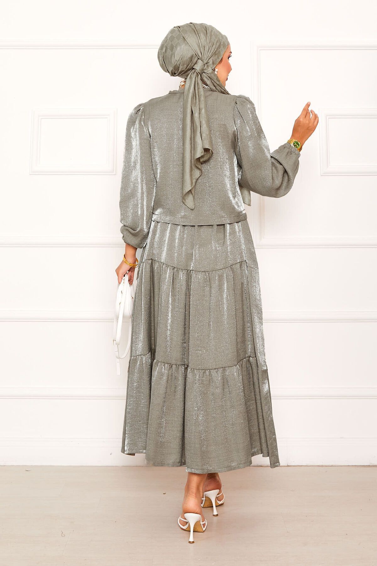 EBRUTESETTÜR-Guipure Detailed Skirted Kimono Suit 4