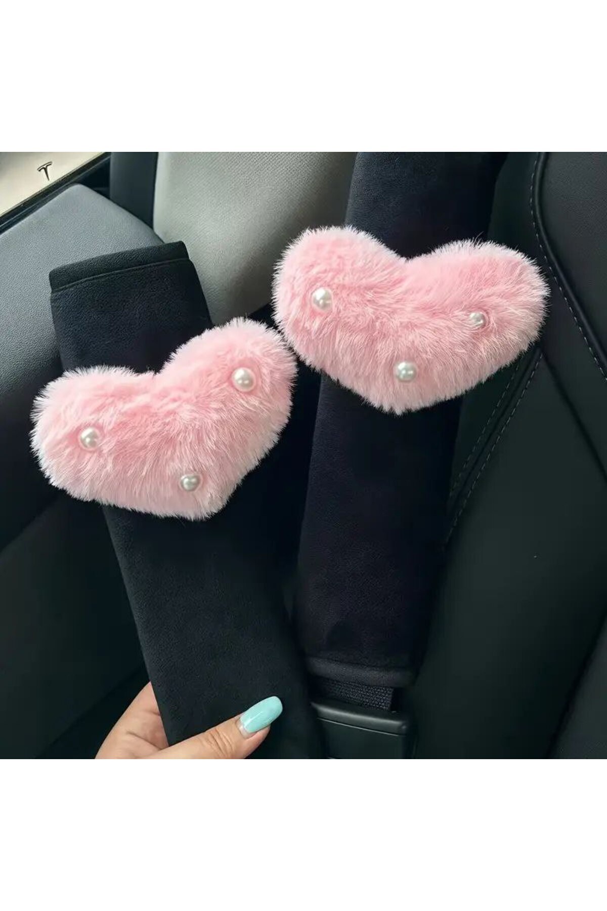 merdümek Pearl Heart Emniyet Kemeri Aksesuarı - Araç Emniyet Kemeri Yumuşak Omuz Koruyucu 1 Adet