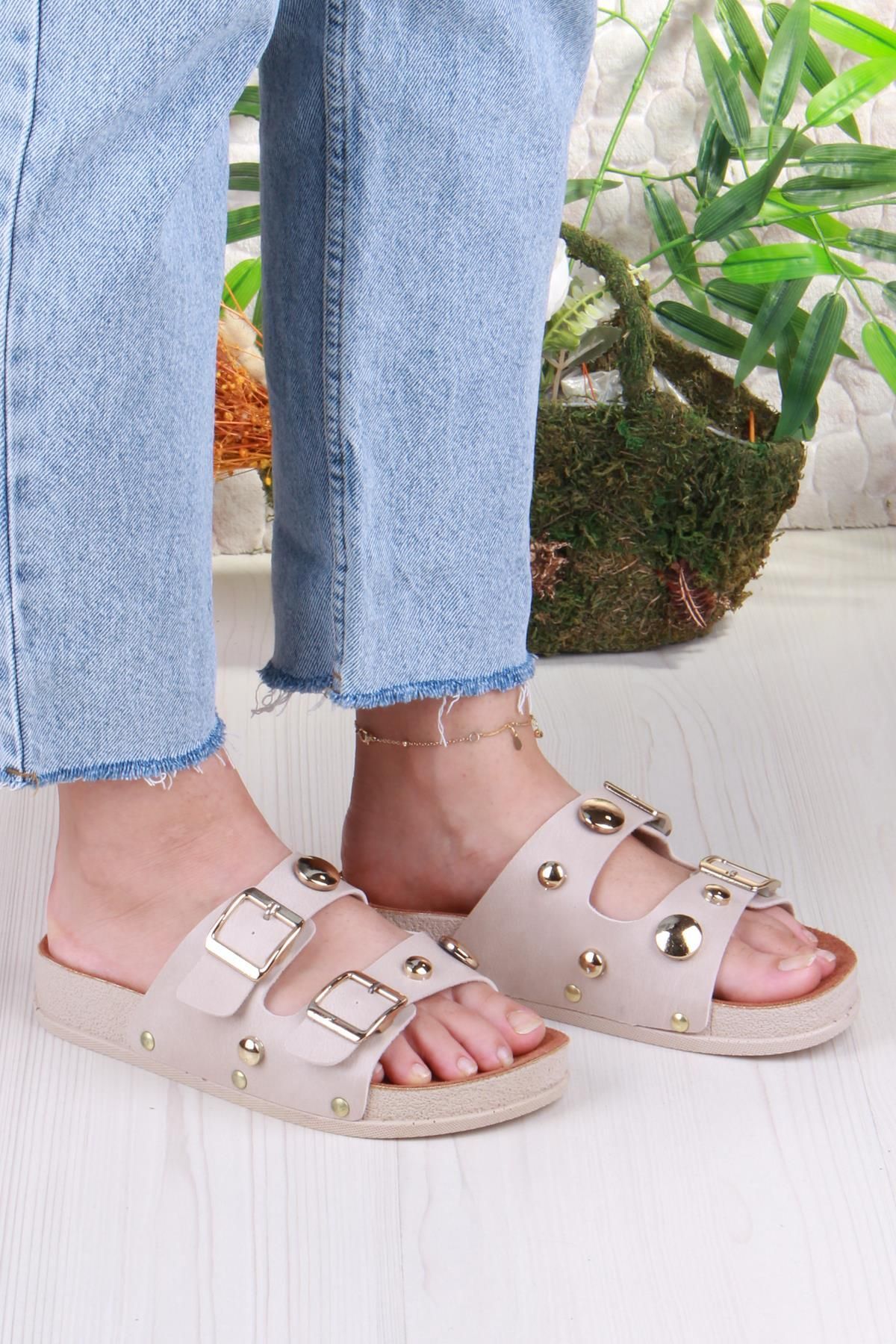 fort-139-7110 Fls Double Buckle Buckle Detailed Women's Slippers 3