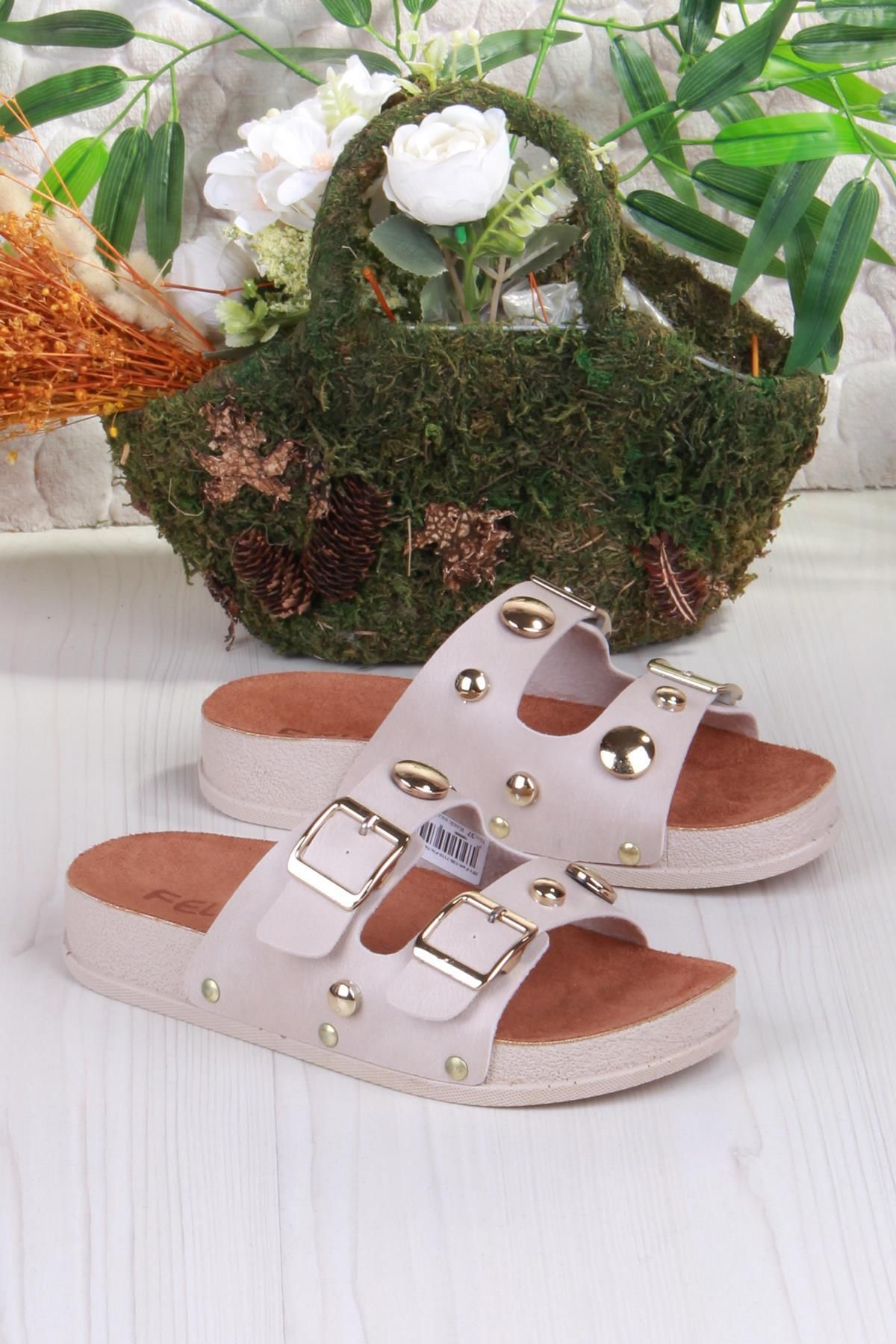 fort-139-7110 Fls Double Buckle Buckle Detailed Women's Slippers 4