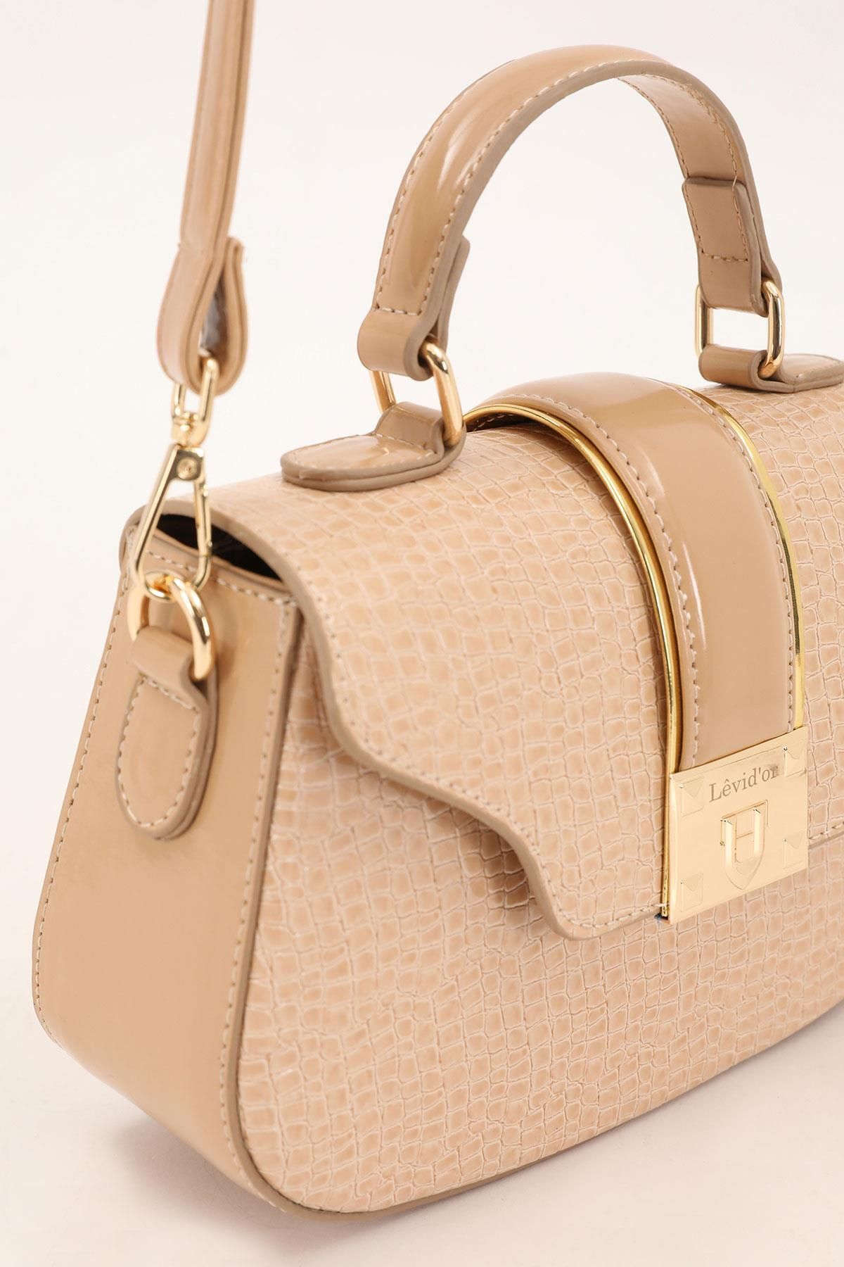 Levidor-Mink Crocodile Patterned Patent Leather Handbag 4