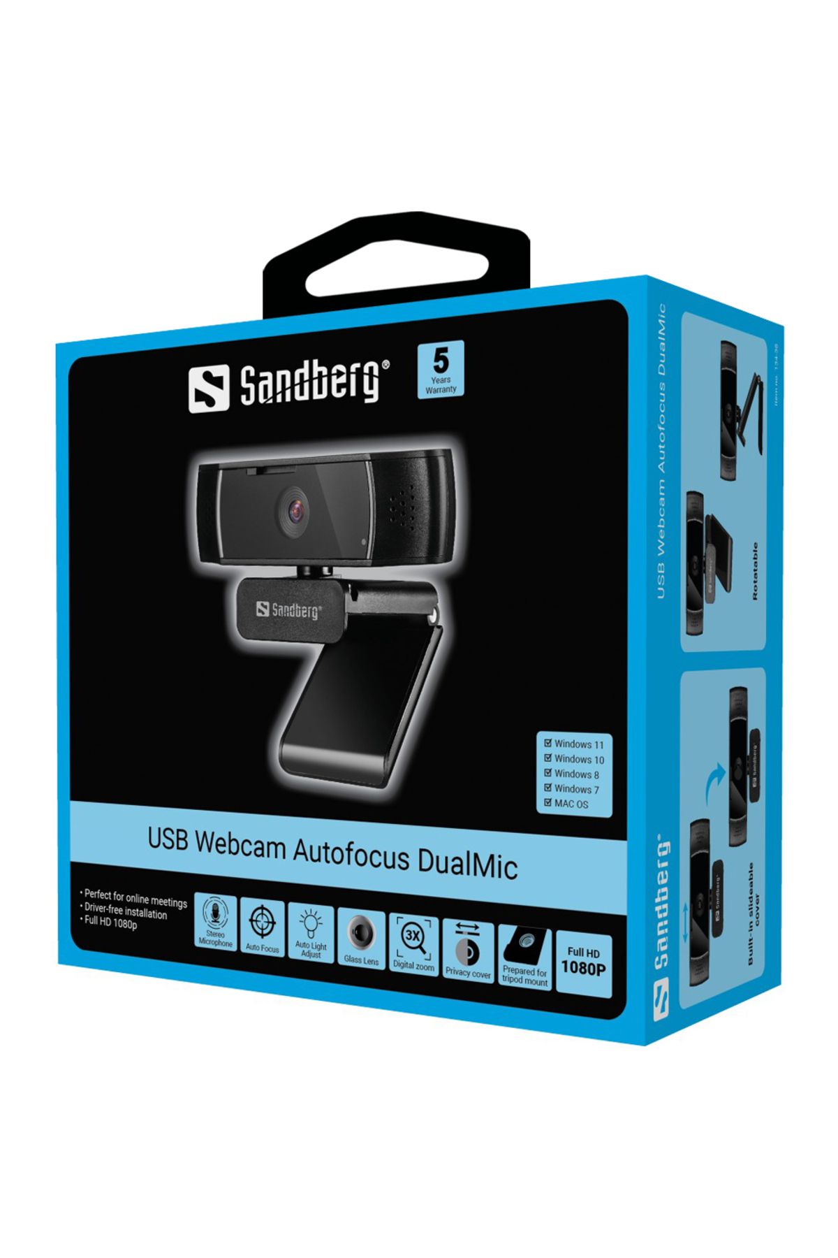 Inna marka-Cameră web Sandberg USB cu focalizare automată și microfon dual, 134-38 3