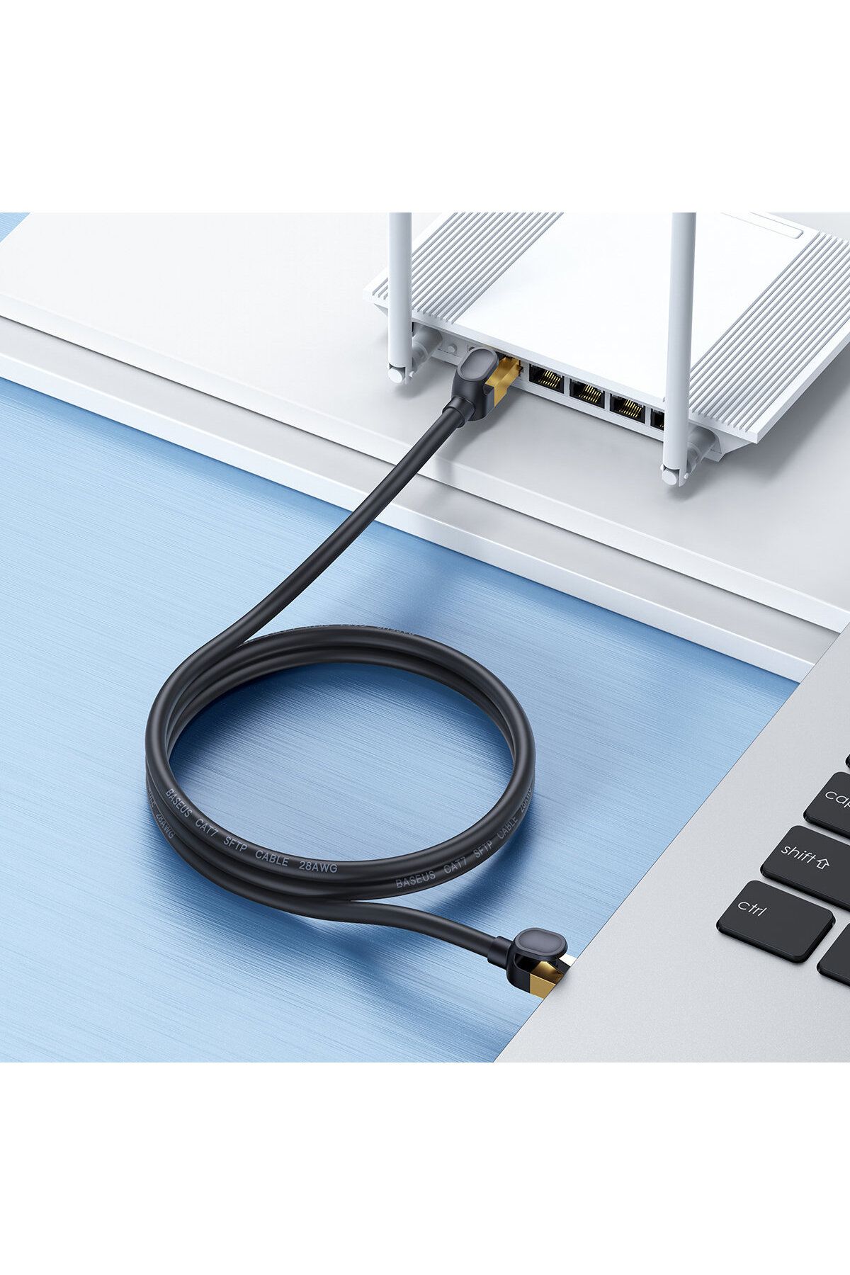 Baseus-Cablu de rețea de mare viteză Patchcord RJ45 CAT 7 10Gbps 1m - negru 11