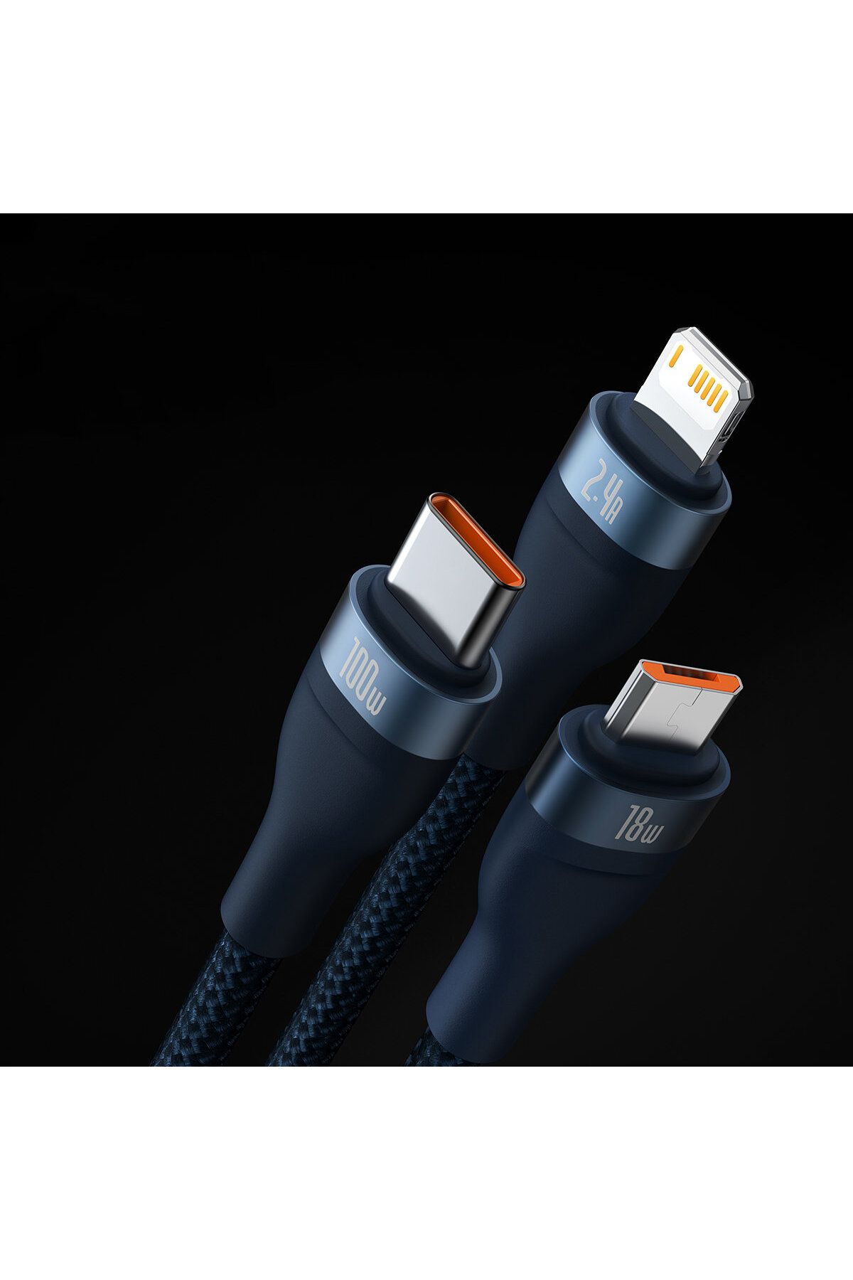 Baseus-Flash Series II kabel USB USB-C Iphone Lightning microUSB 100W 1.2m niebieski 11