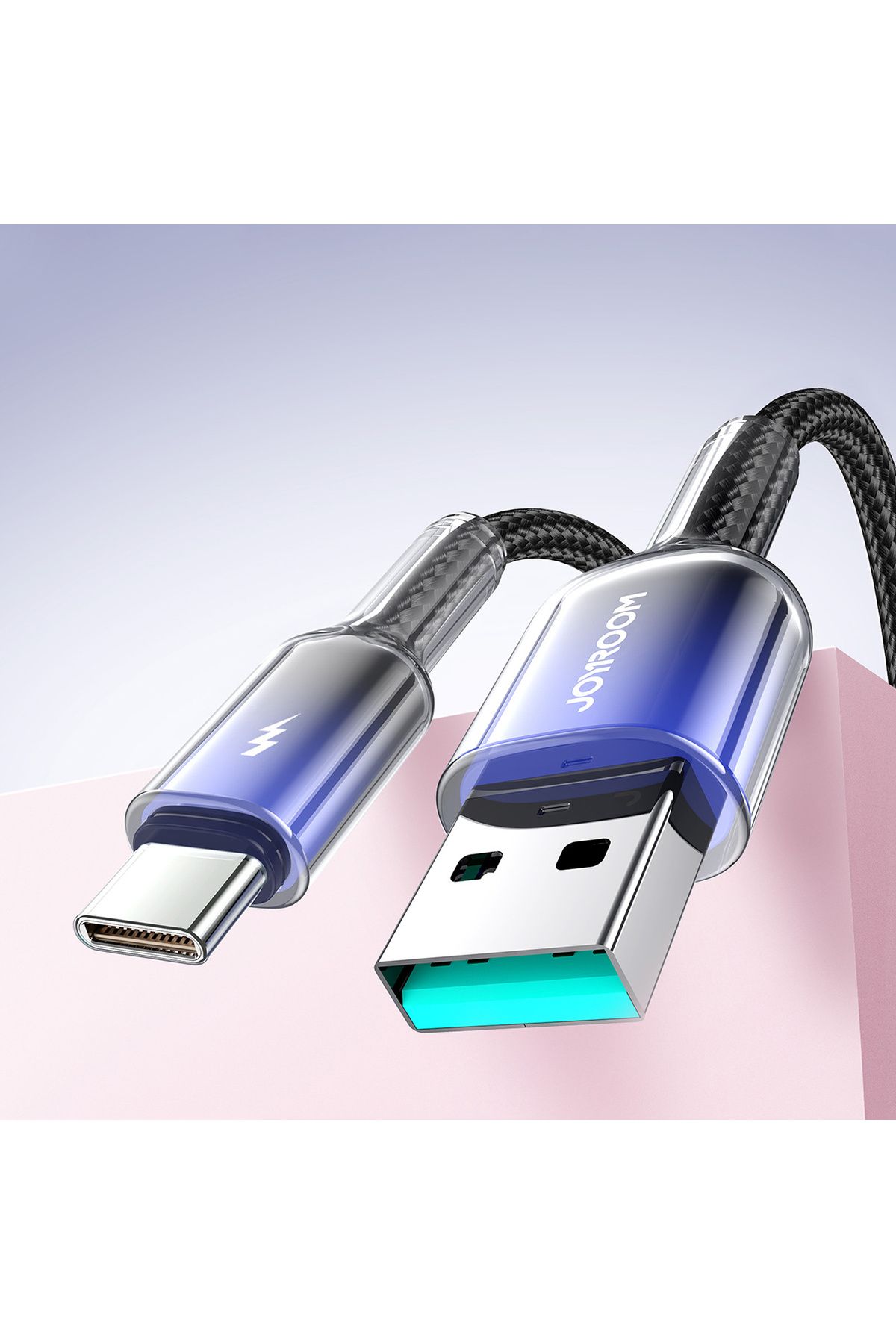 Joyroom-Kabel przewód Crystal-Clear Series 3A USB-A - USB-C 1.2m - czarny 9