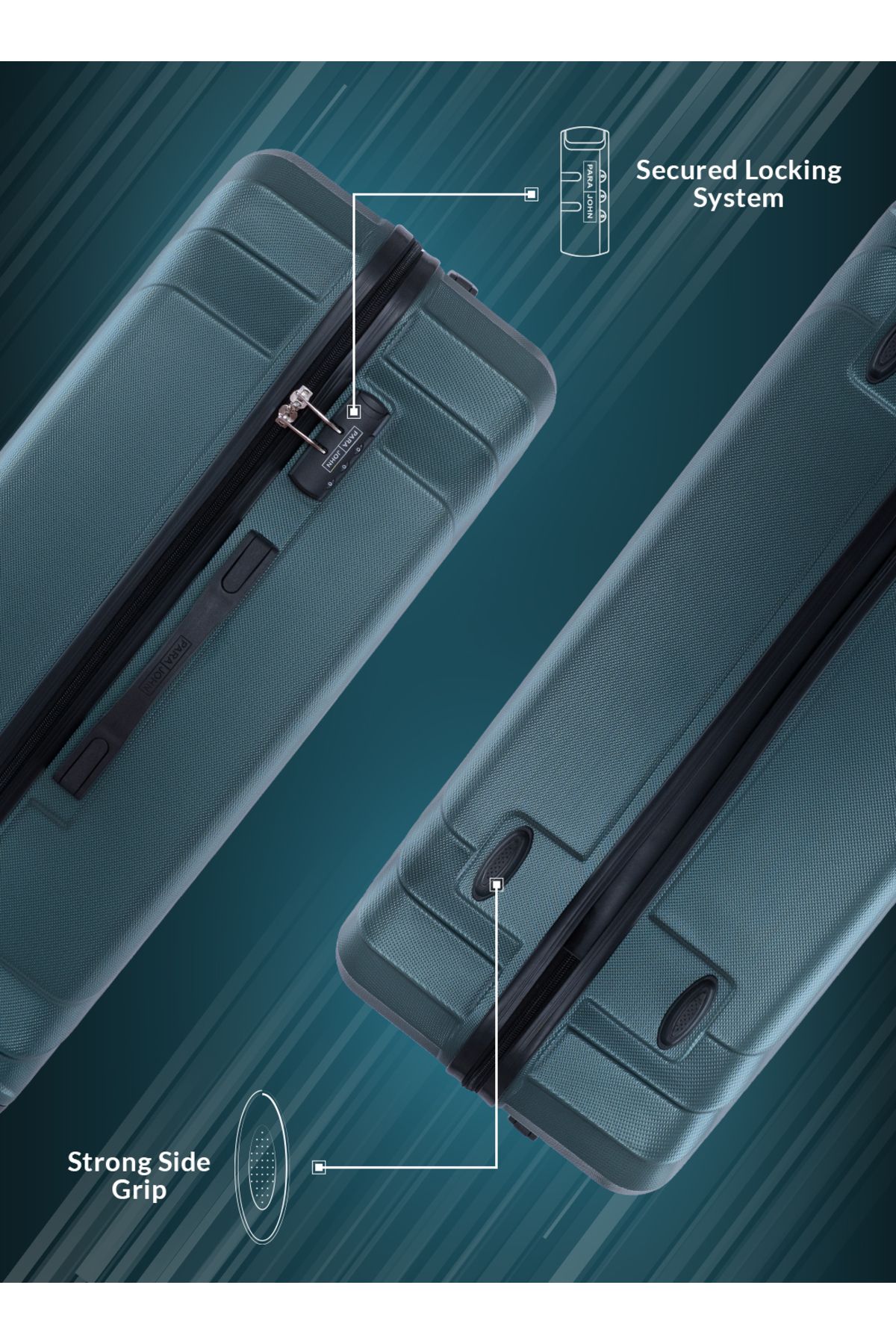 PARAJOHN-Vector 2-piece Luggage Set Abs Hard Shell Check-in Trolley Bag With 360° Spinner Wheels & Lock 3