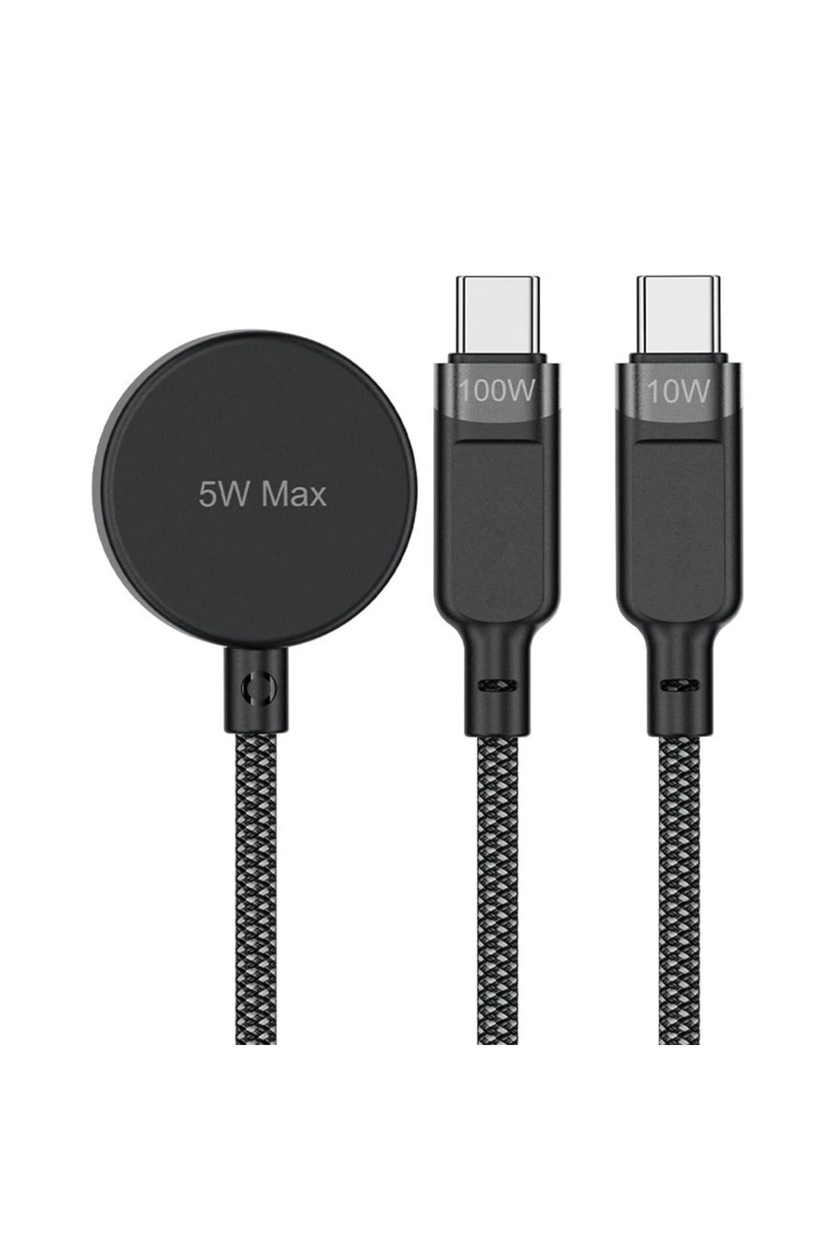 Acefast-Cablu 3 în 1 USB-C - 2x USB-C / Încărcător Apple Watch Qi 480Mb/s 100W 1,2m - negru 2