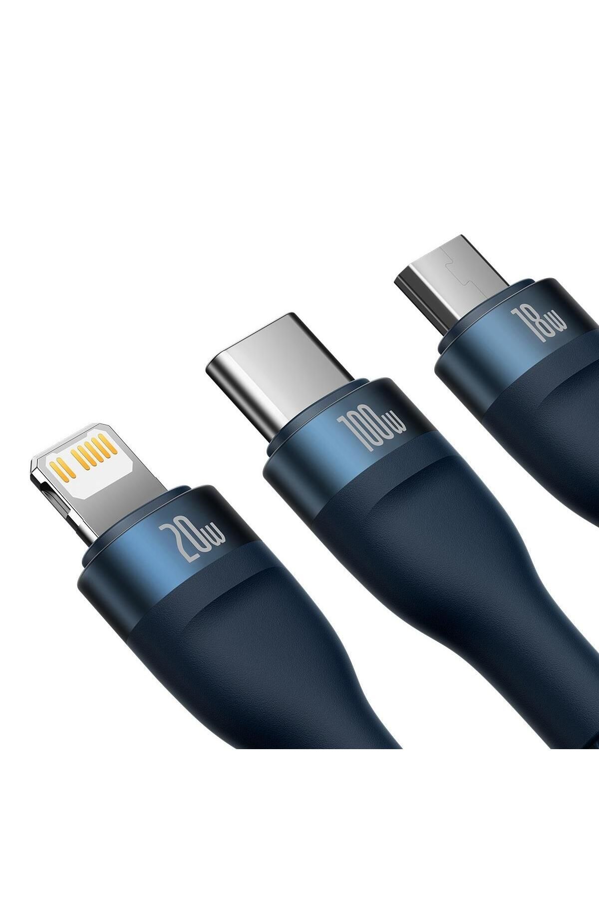 Baseus-Flash Series II kabel USB-C USB Typ A Iphone Lightning microUSB 100W 1.5m niebieski 2