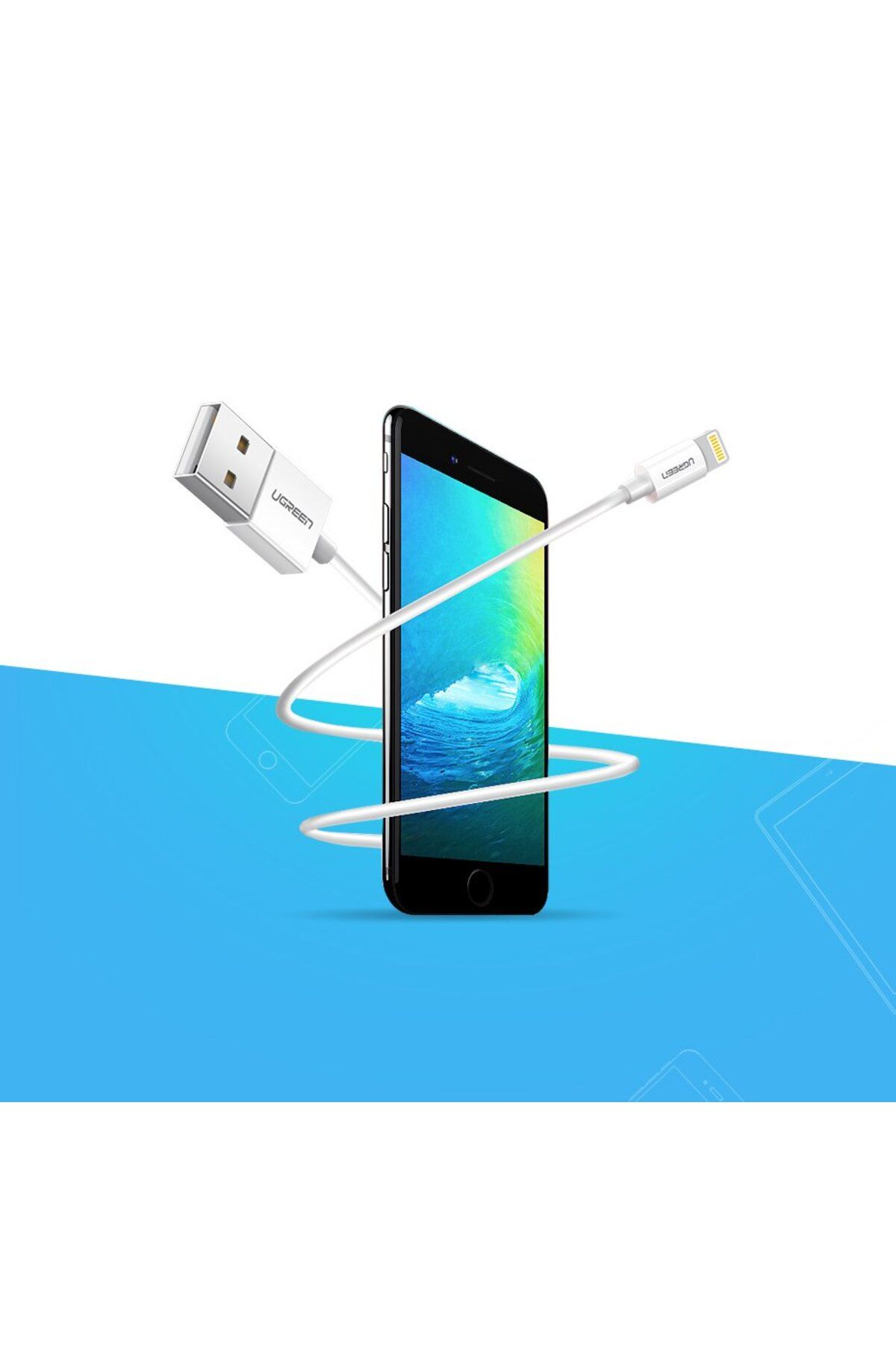 Ugreen-Cablu de date iPhone USB - Lightning MFI 1m 2.4A alb 11