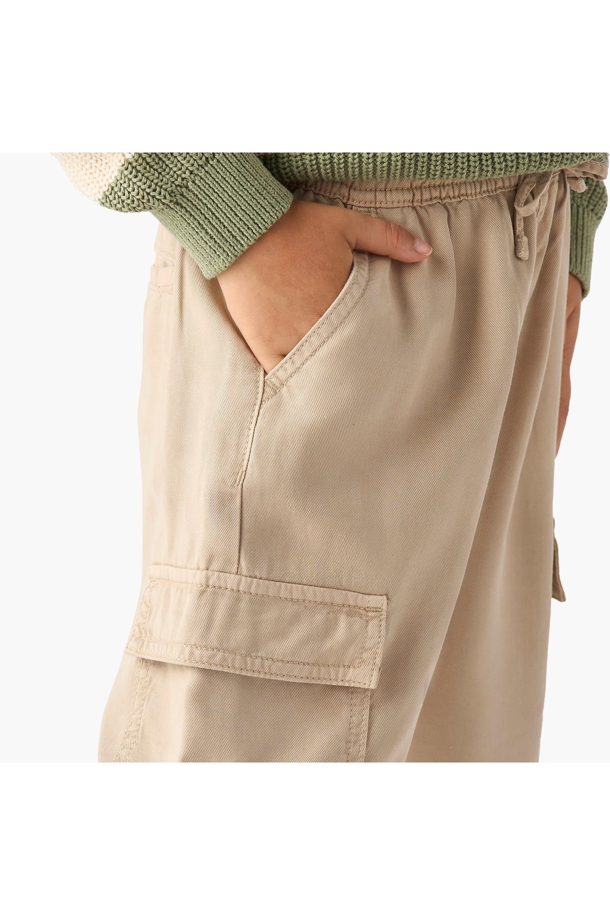 Juniors-Solid Pants with Drawstring Closure and Pockets 4