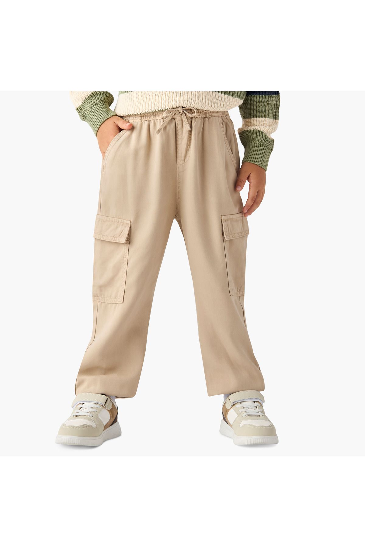 Juniors-Solid Pants with Drawstring Closure and Pockets 1