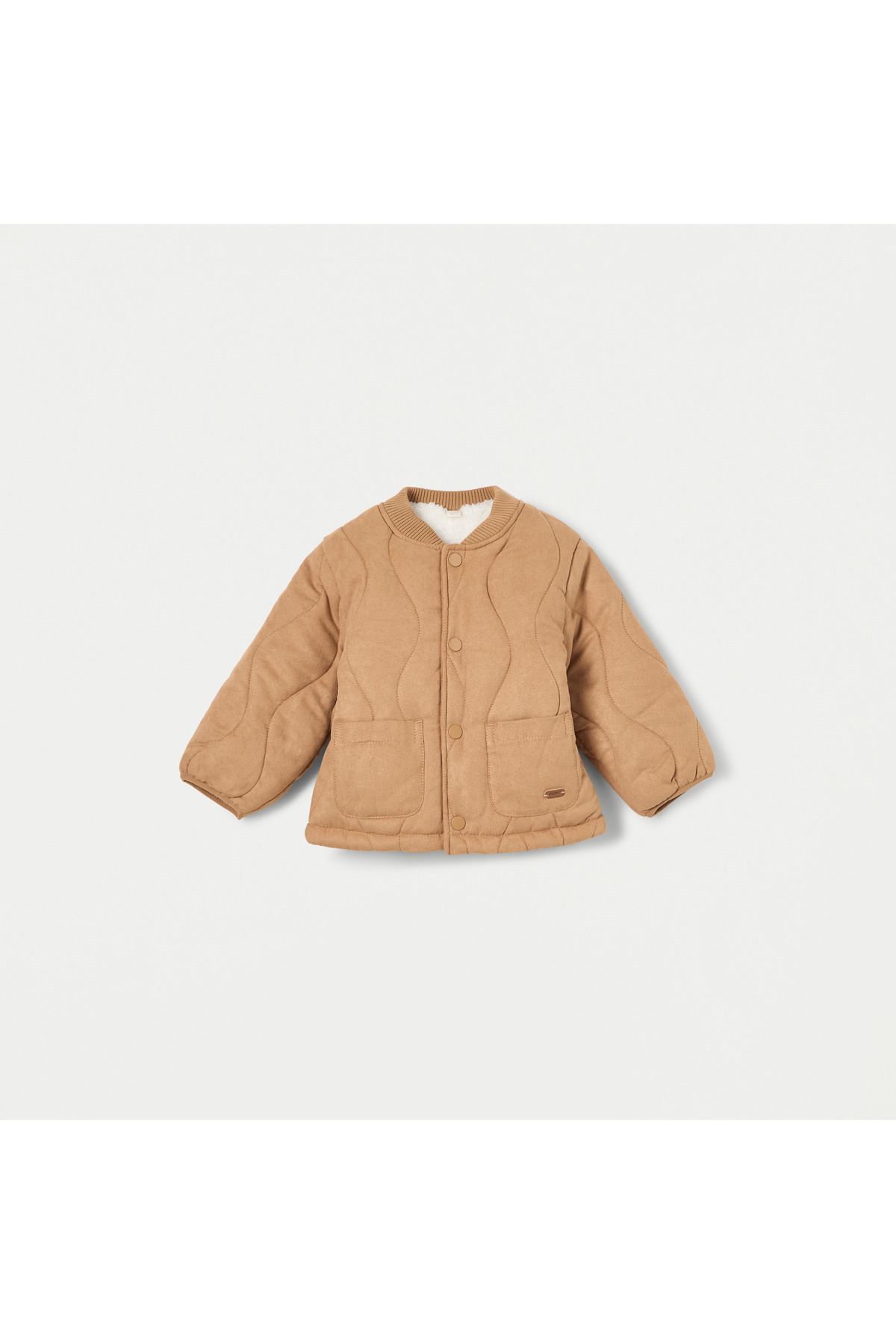 giggles-Quilted Jacket with Snap Button Closure and Long Sleeves 1