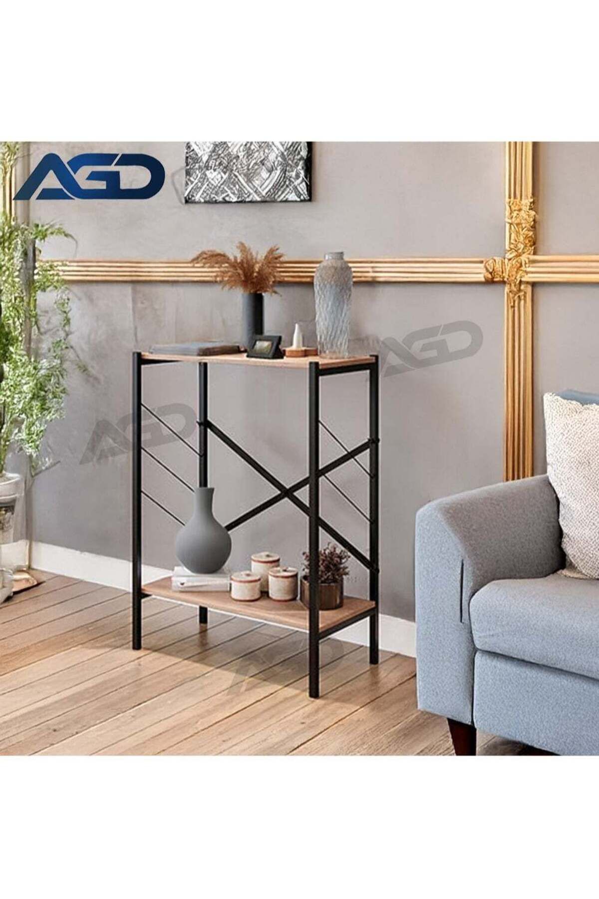 AGD-Coffee Corner, Side Table, 3 Multipurpose Shelves to Display and Organize Your Needs - Brown/Black 1