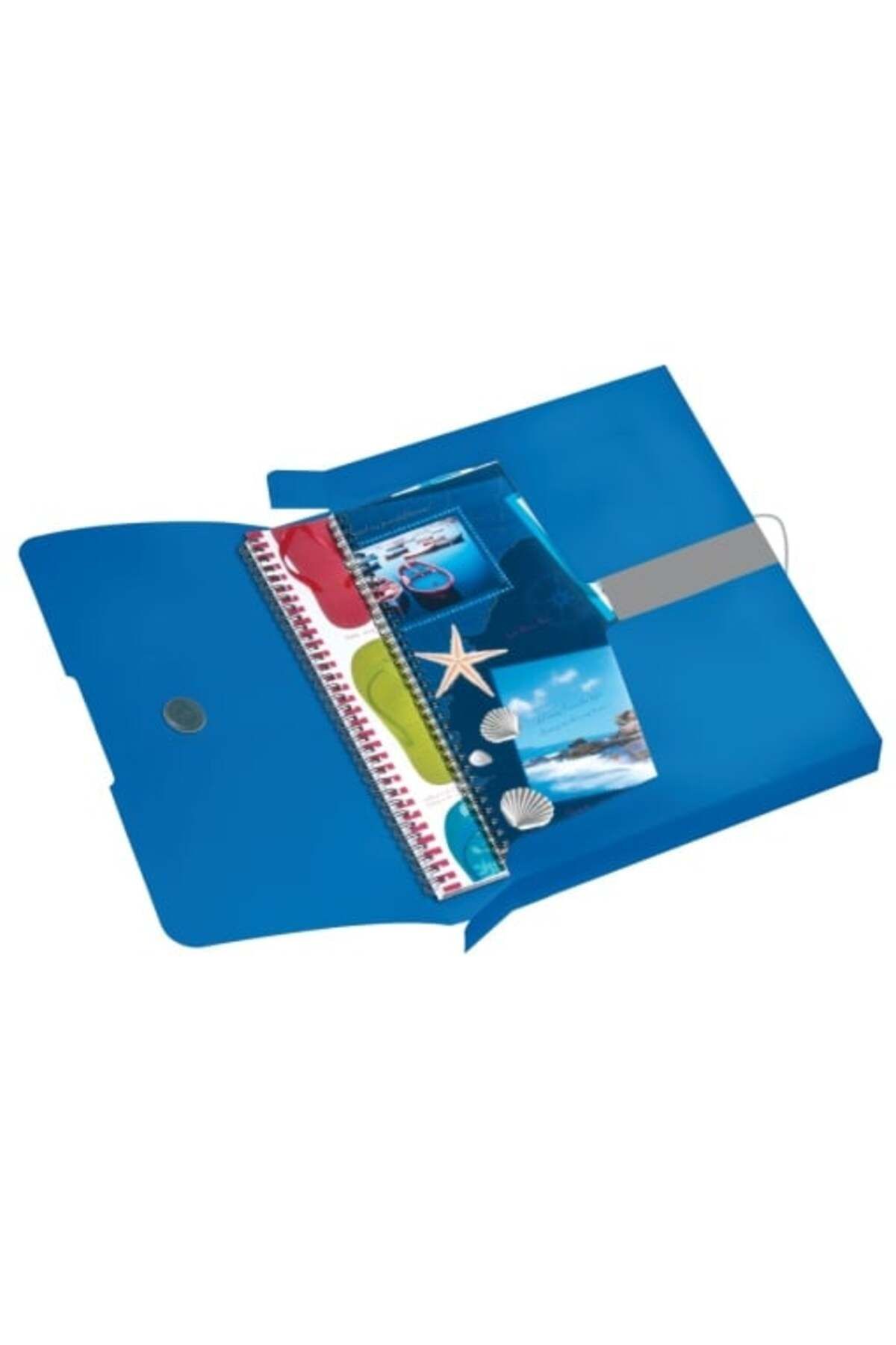 Herlitz-Dosar cu elastic, format A4, cotor 40 mm, material PP, culoare albastru opac, buton de închidere 2