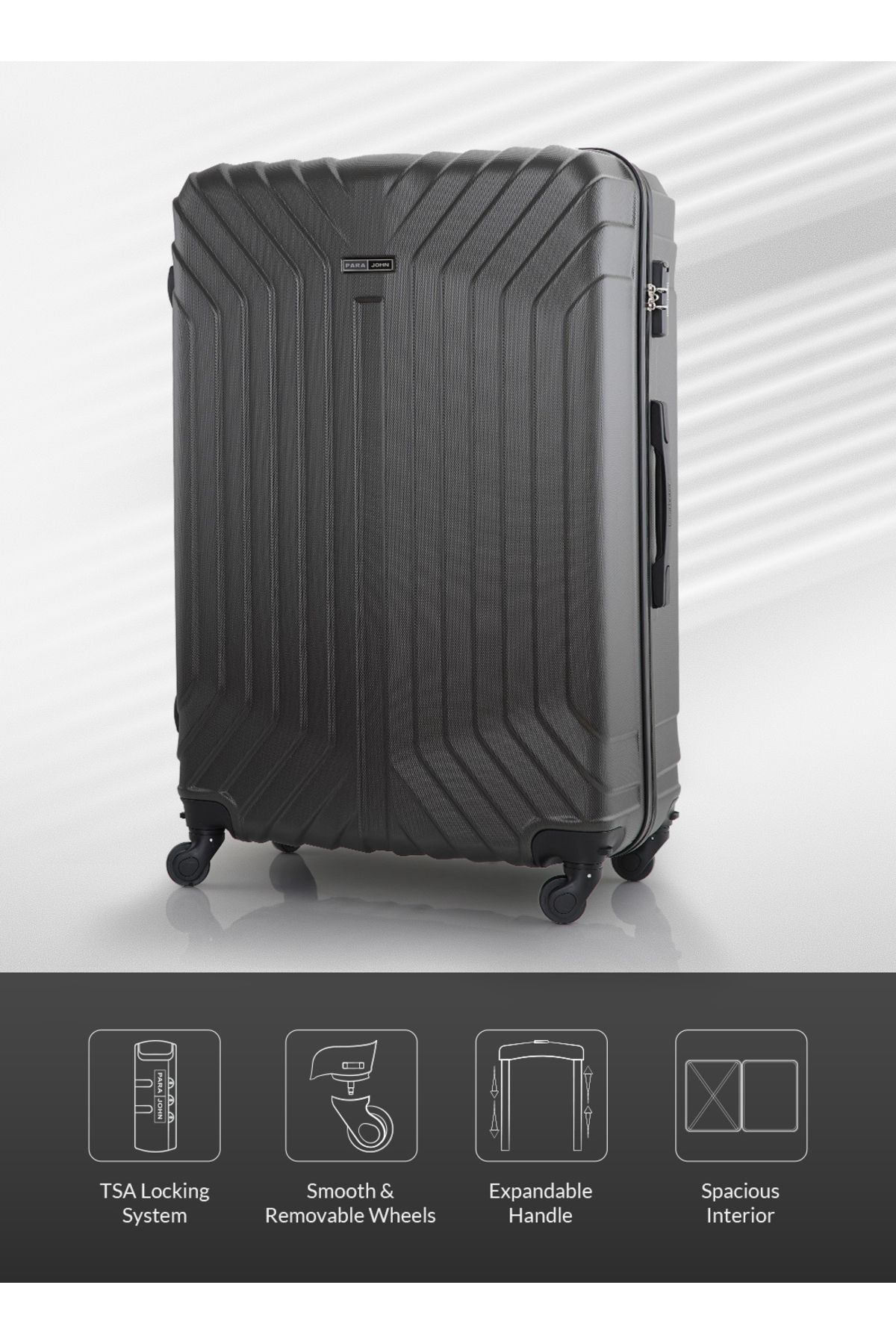 PARAJOHN-Vector 28-Inch Check-in Luggage ABS Hard Shell Suitcase with 360° Spinner Wheels & Lock 2