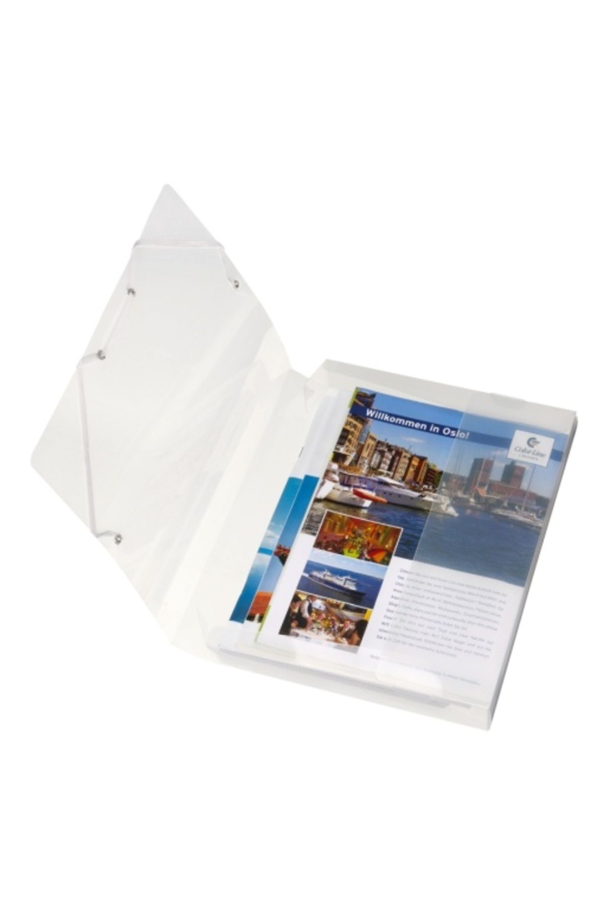 Herlitz-Dosar cu elastic, format A4, cotor 40 mm, material PP, culoare transparentă, închidere cu buton 2