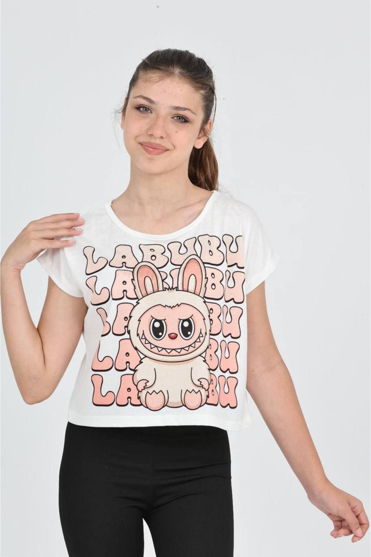 e-çocuk-Μπλουζάκι με χαμηλό μανίκι Labubu Single Digital Printing - 6632 1