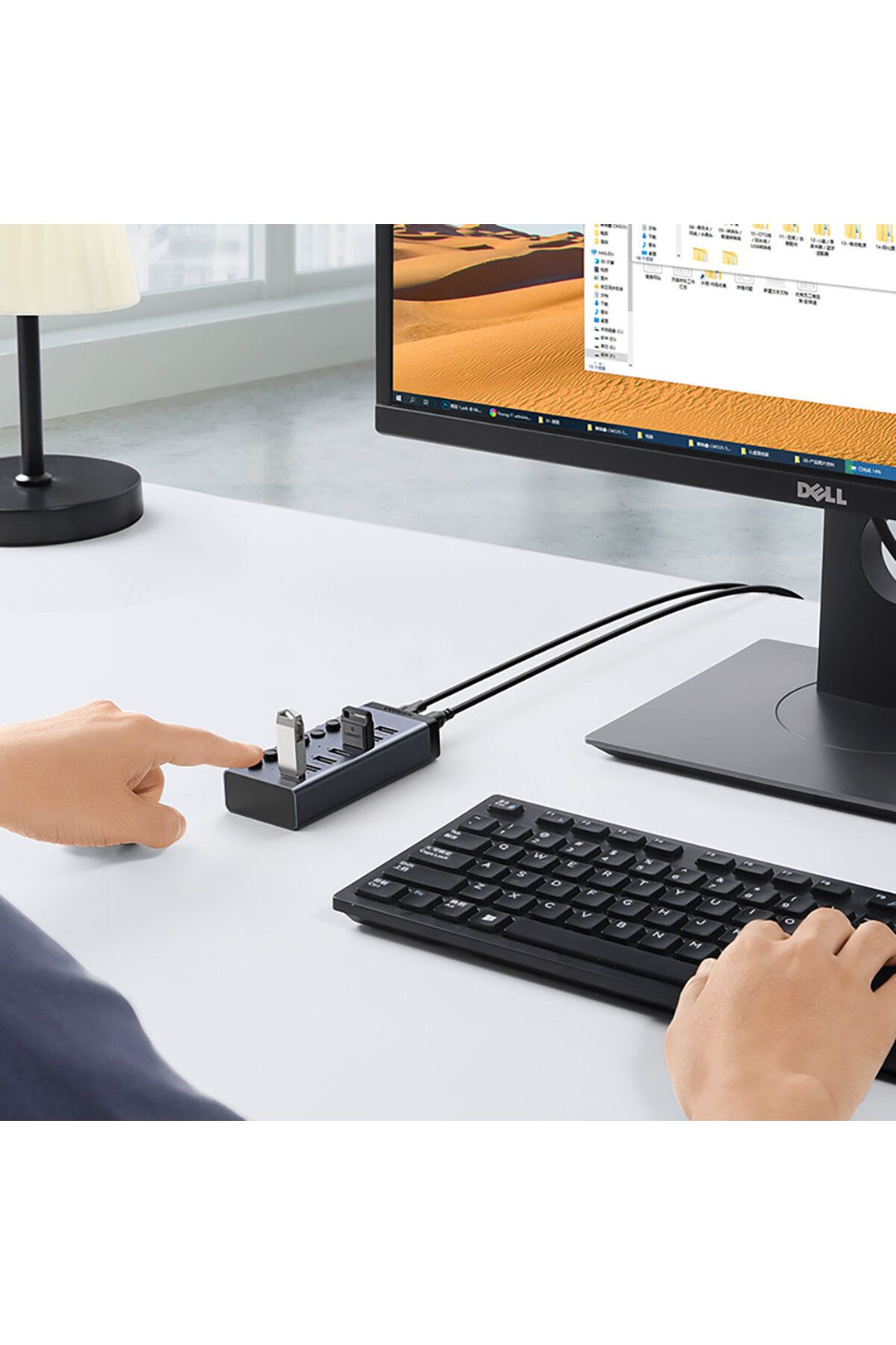 Ugreen-Splitter HUB USB-C multifuncțional 7 în 1 - 7x USB 3.0 PD DC 12V Gri 9