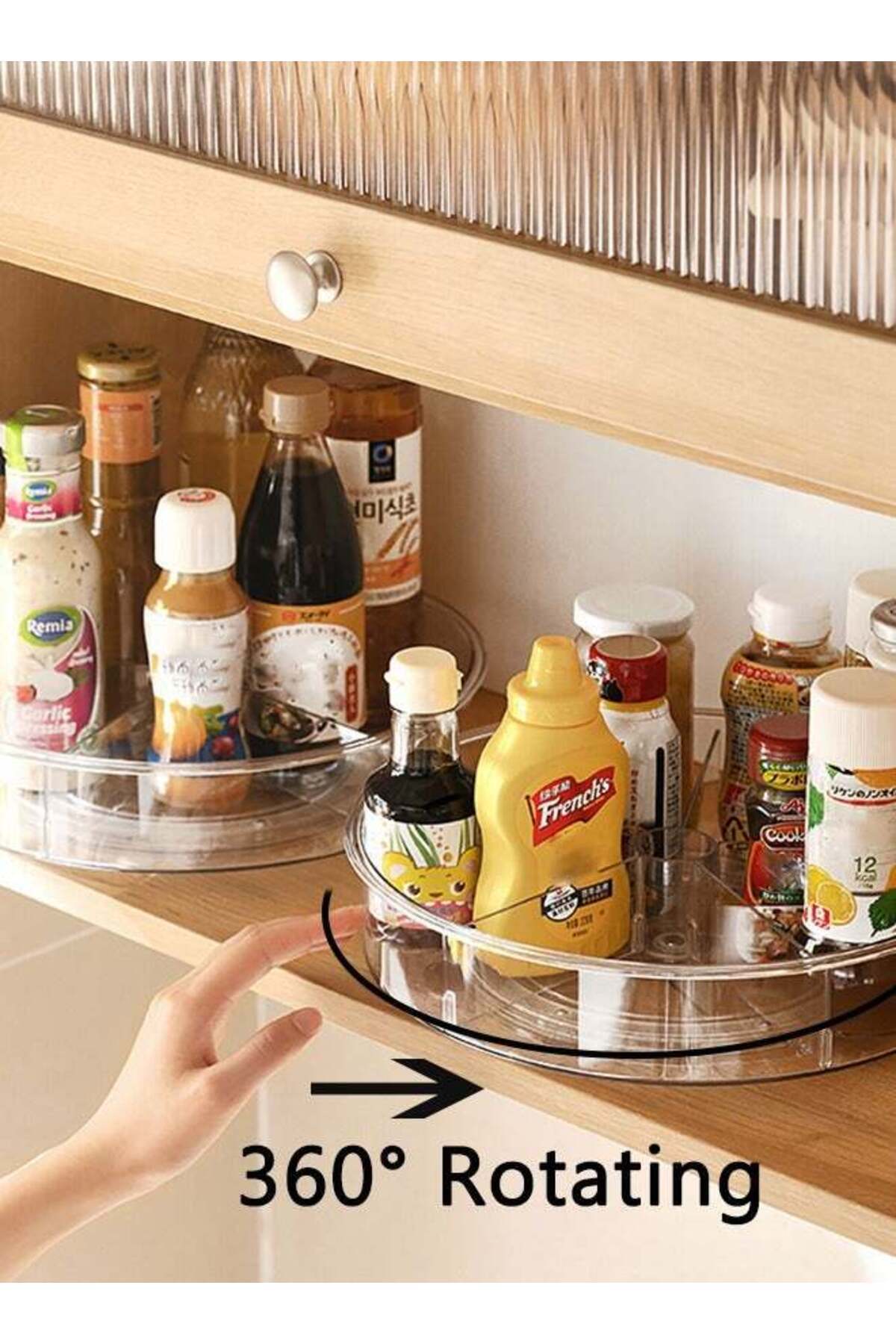 COOYA-Rotating Turntable Storage Container,Rotating Organizer Spinning Organizer Bin for Kitchen Cabinet 3
