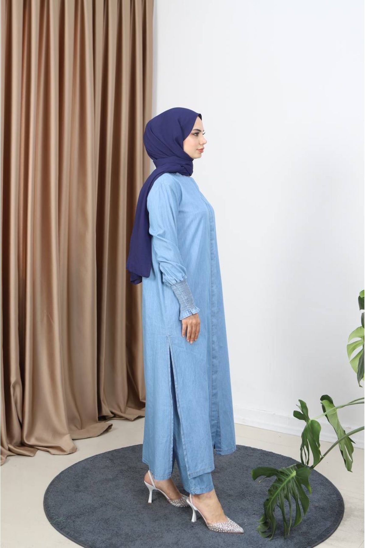 Güler Casual-Light Denim Color Gipeli Sleeve Double Suit 6