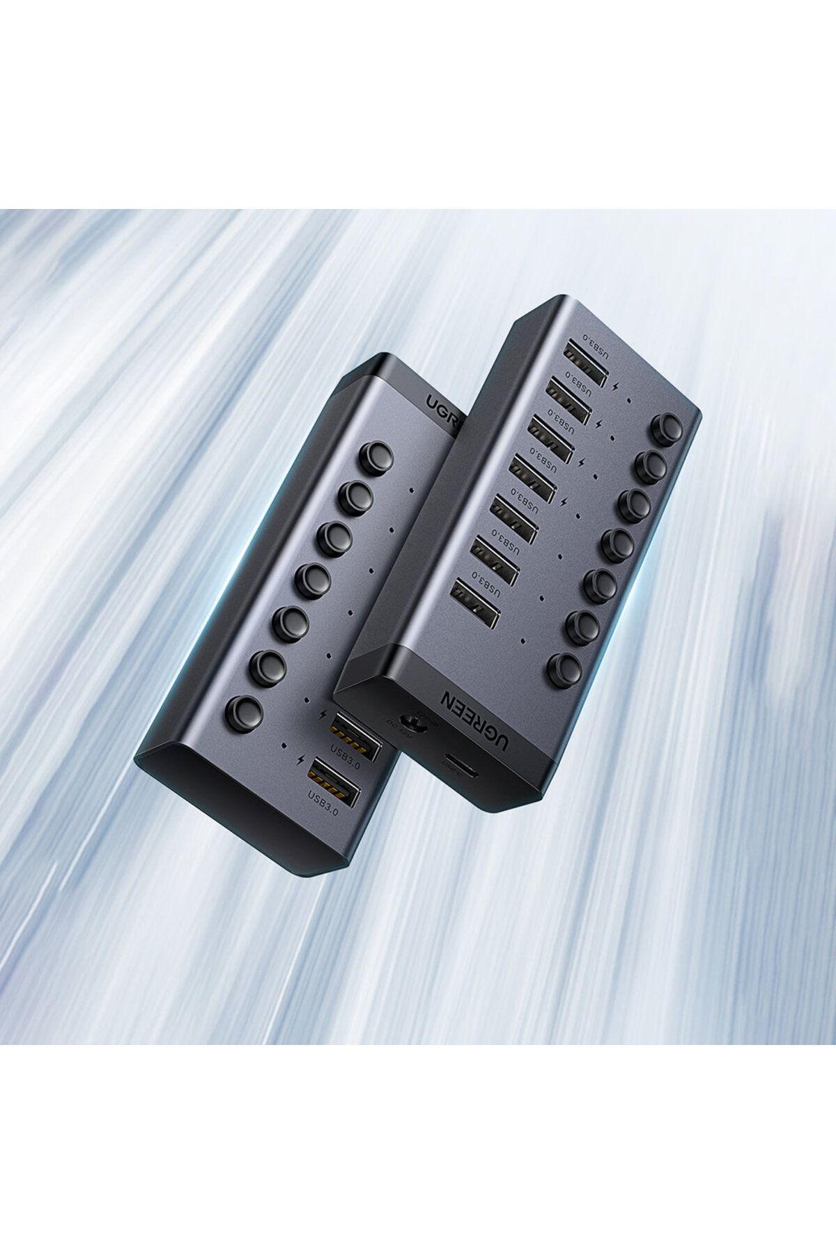 Ugreen-Splitter HUB USB-C multifuncțional 7 în 1 - 7x USB 3.0 PD DC 12V Gri 7