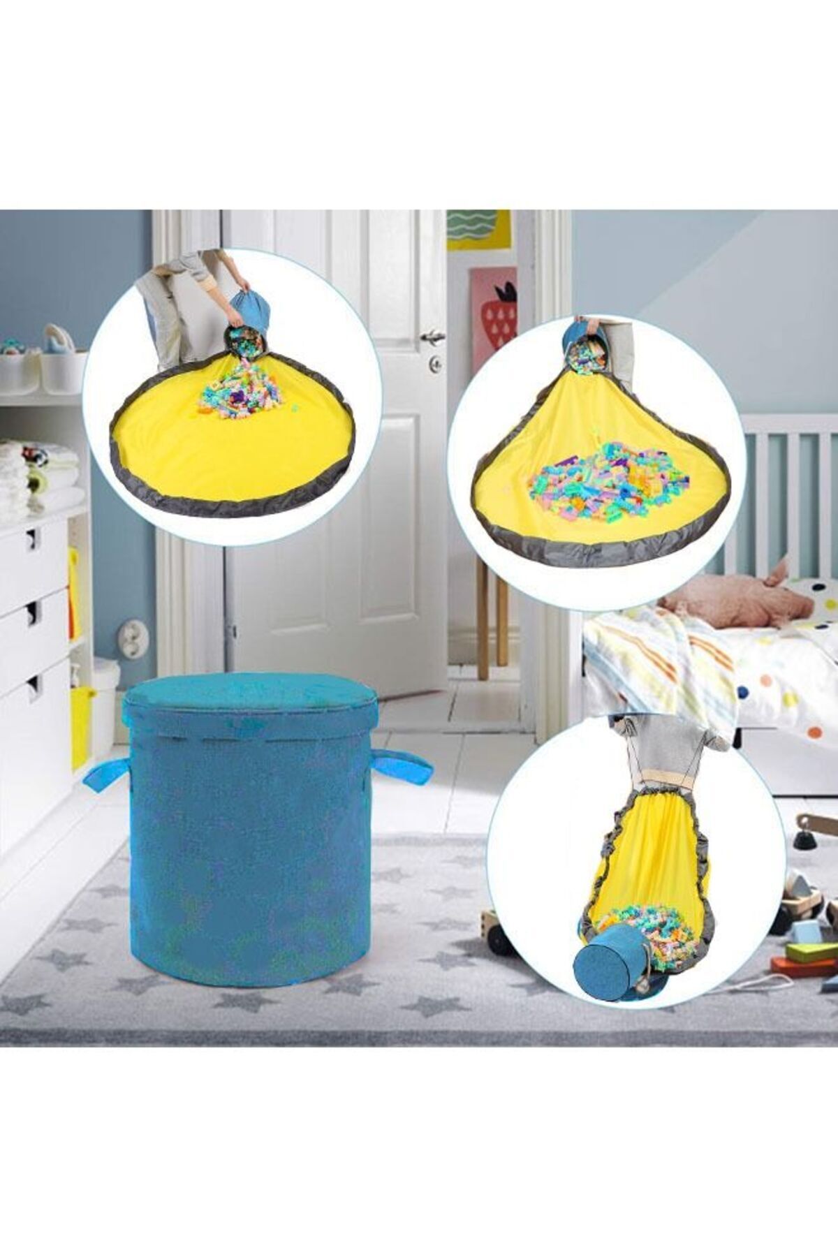Lumely-Toy Storage Bag And Play Mat Suitable,For Small Bricks And Blocks Storage, For Ages 4+,16" X 11" 3